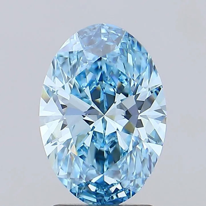 2.00ct Oval Lab Grown Diamond (Colour Fancy Vivid Blue, Clarity VVS1, IGI Certified)