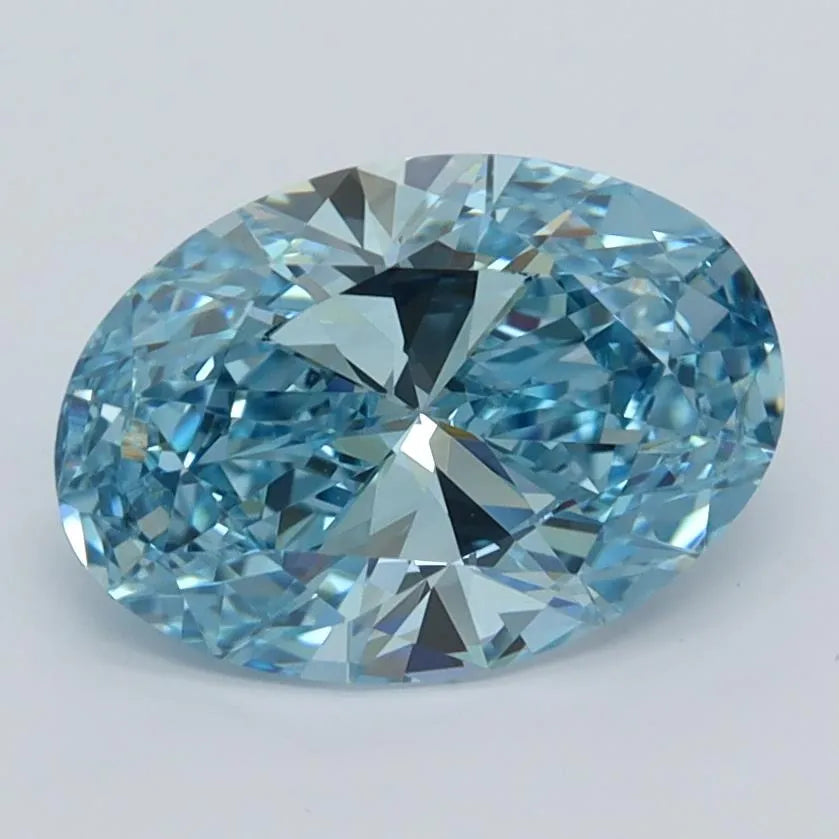 2.00ct Oval Lab Grown Diamond (Colour Fancy Vivid Blue, Clarity VVS2, IGI Certified)