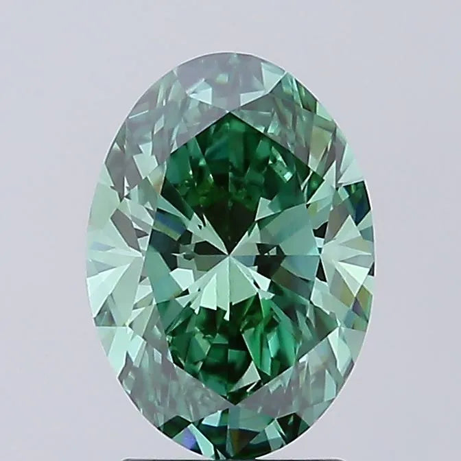 2.03ct Oval Lab Grown Diamond (Colour Fancy Vivid Green, Clarity VVS2, IGI Certified)
