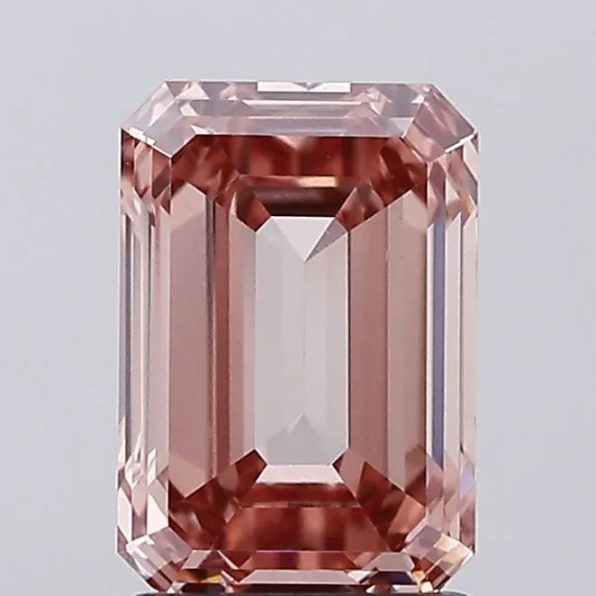 2.05ct Emerald Lab Grown Diamond (Colour Fancy Intense Brown Pink, Clarity VS1, IGI Certified)