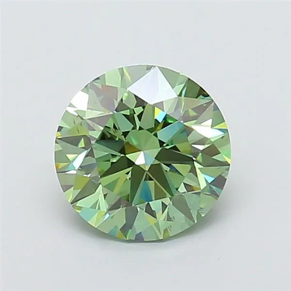 2.09ct Round Lab Grown Diamond (Colour Fancy Vivid Green, Clarity SI1, Cut ID, IGI Certified)