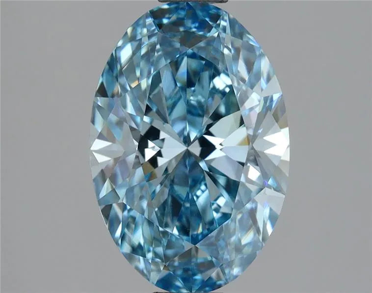 2.18ct Oval Lab Grown Diamond (Colour Fancy Vivid Blue, Clarity SI1, IGI Certified)