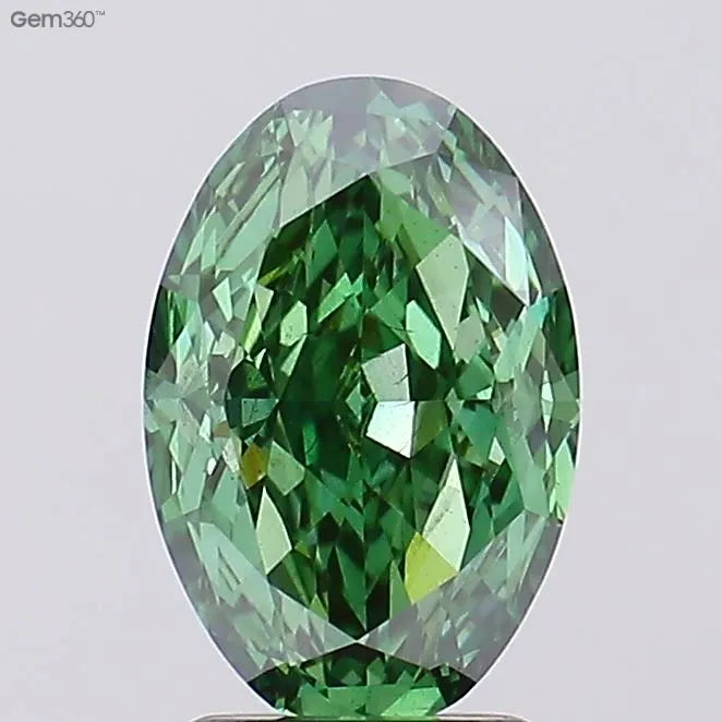 2.22ct Oval Lab Grown Diamond (Colour Fancy Vivid Green, Clarity SI1, IGI Certified)