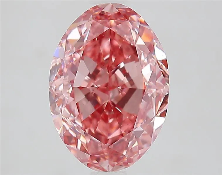 2.93ct Oval Lab Grown Diamond (Colour Fancy Vivid Brownish Pink, Clarity VS1, IGI Certified)