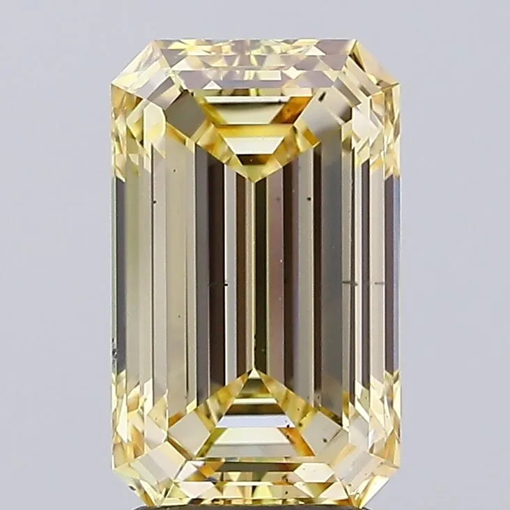 3.00ct Emerald Lab Grown Diamond (Colour Fancy Light Brownish Yellow, Clarity SI1, IGI Certified)