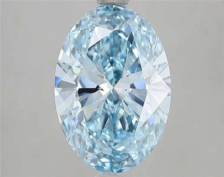 3.06ct Oval Lab Grown Diamond (Colour Fancy Vivid Blue, Clarity VS1, IGI Certified)