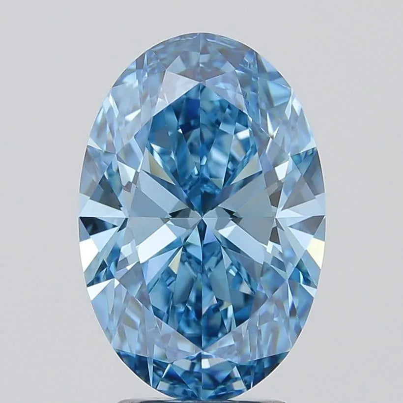 3.08ct Oval Lab Grown Diamond (Colour Fancy Vivid Blue, Clarity IF, IGI Certified)