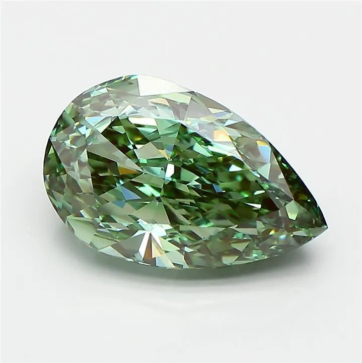 3.72ct Pear Lab Grown Diamond (Colour Fancy Vivid Green, Clarity VVS1, IGI Certified)