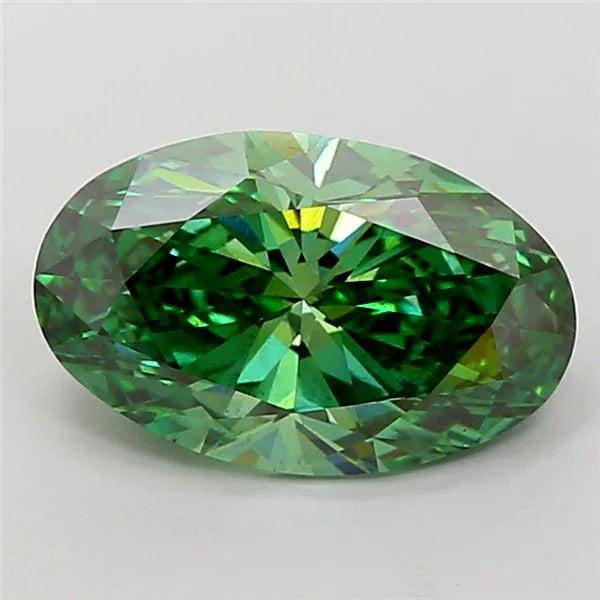 4.02ct Oval Lab Grown Diamond (Colour Fancy Vivid Green, Clarity VS2, IGI Certified)
