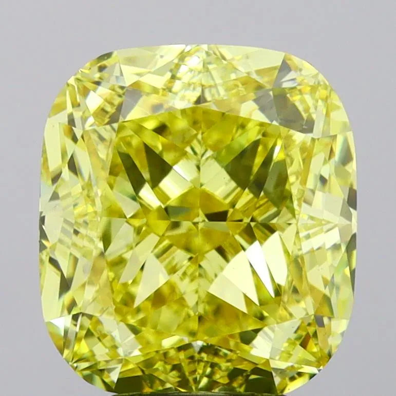 5.05ct Cushion modified Lab Grown Diamond (Colour Fancy Vivid Yellow, Clarity VS1, IGI Certified)