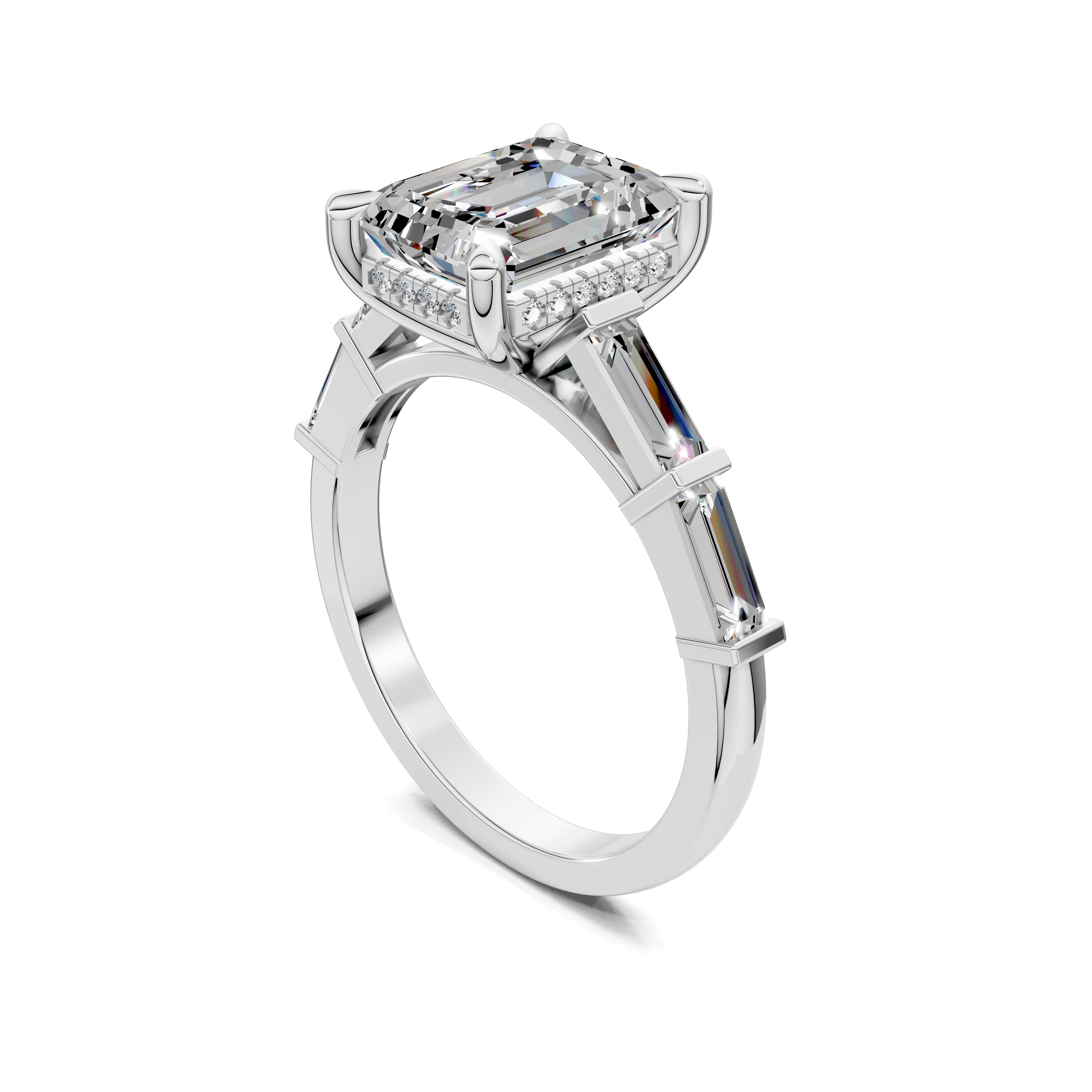 The Virelai Emerald Baguette Pavé Ring