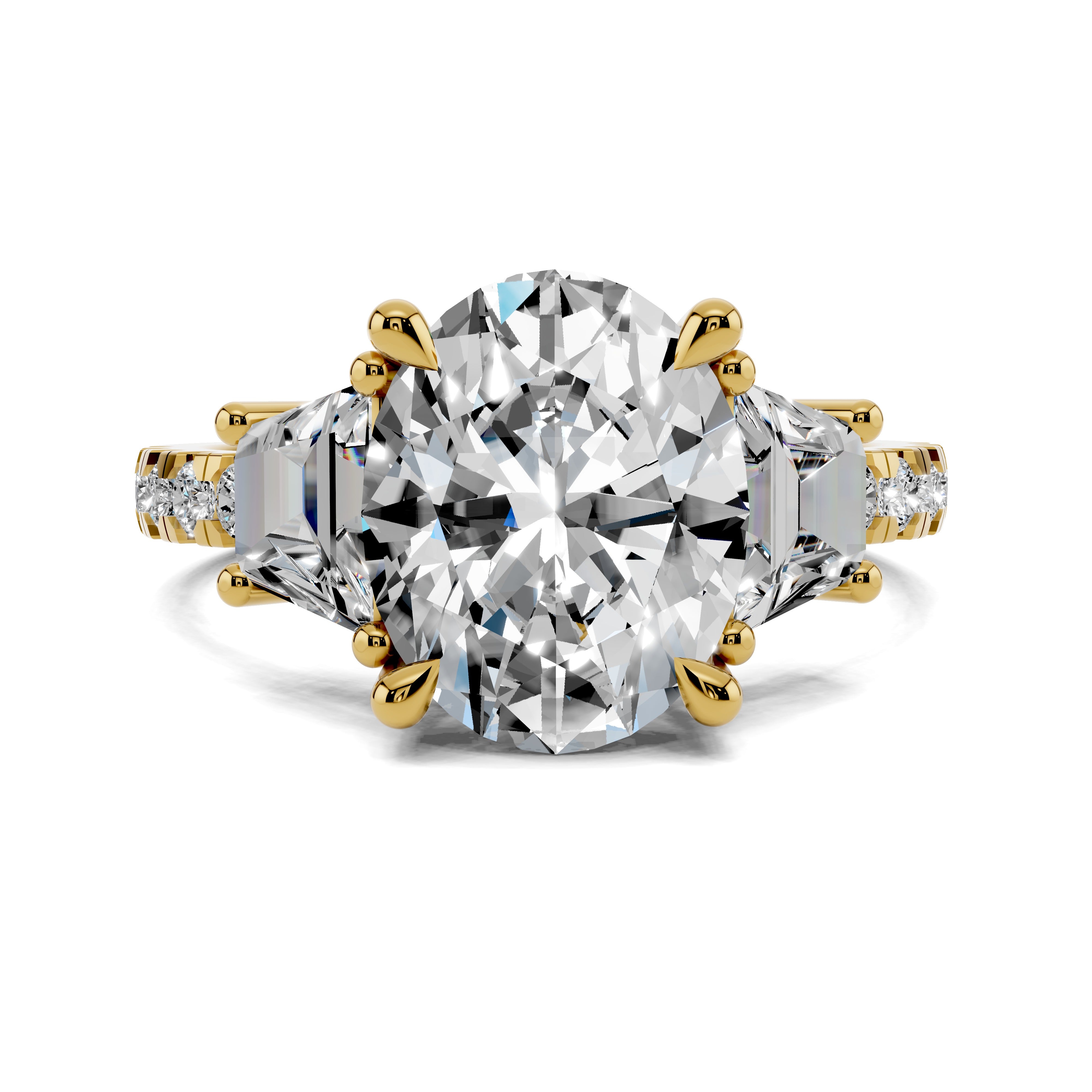 The Altaira Oval Trapezoid Three Stone Ring