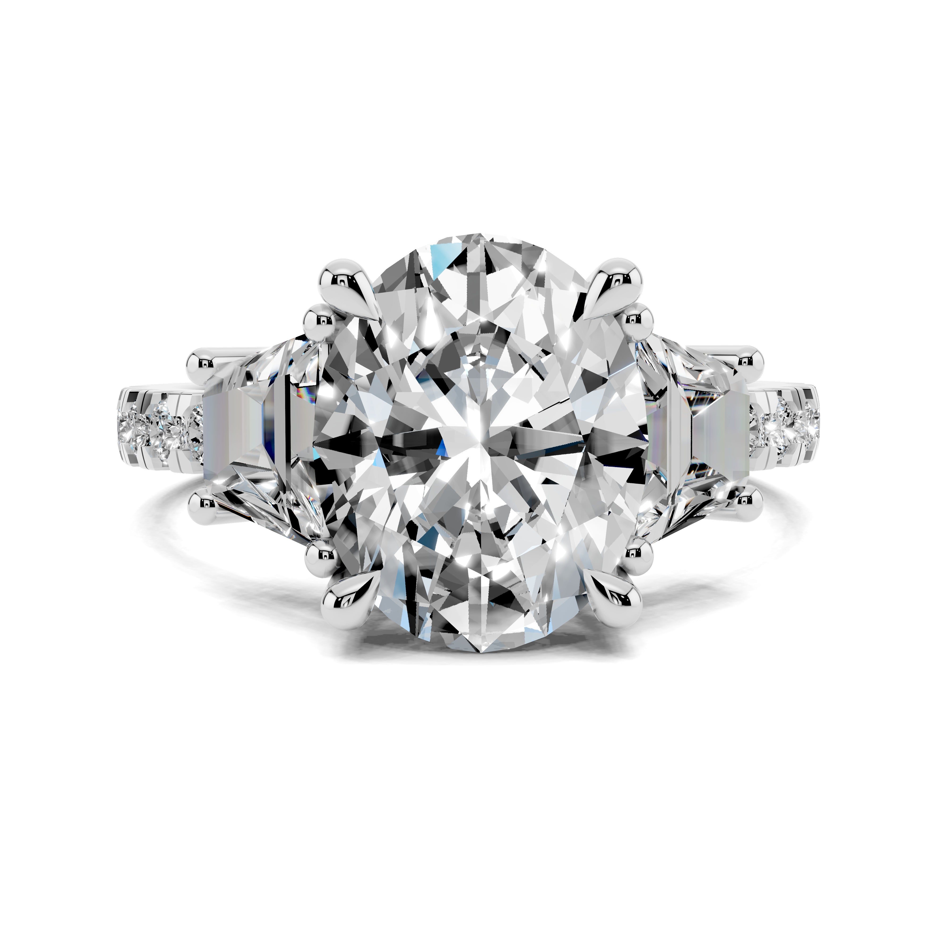 The Altaira Oval Trapezoid Three Stone Ring