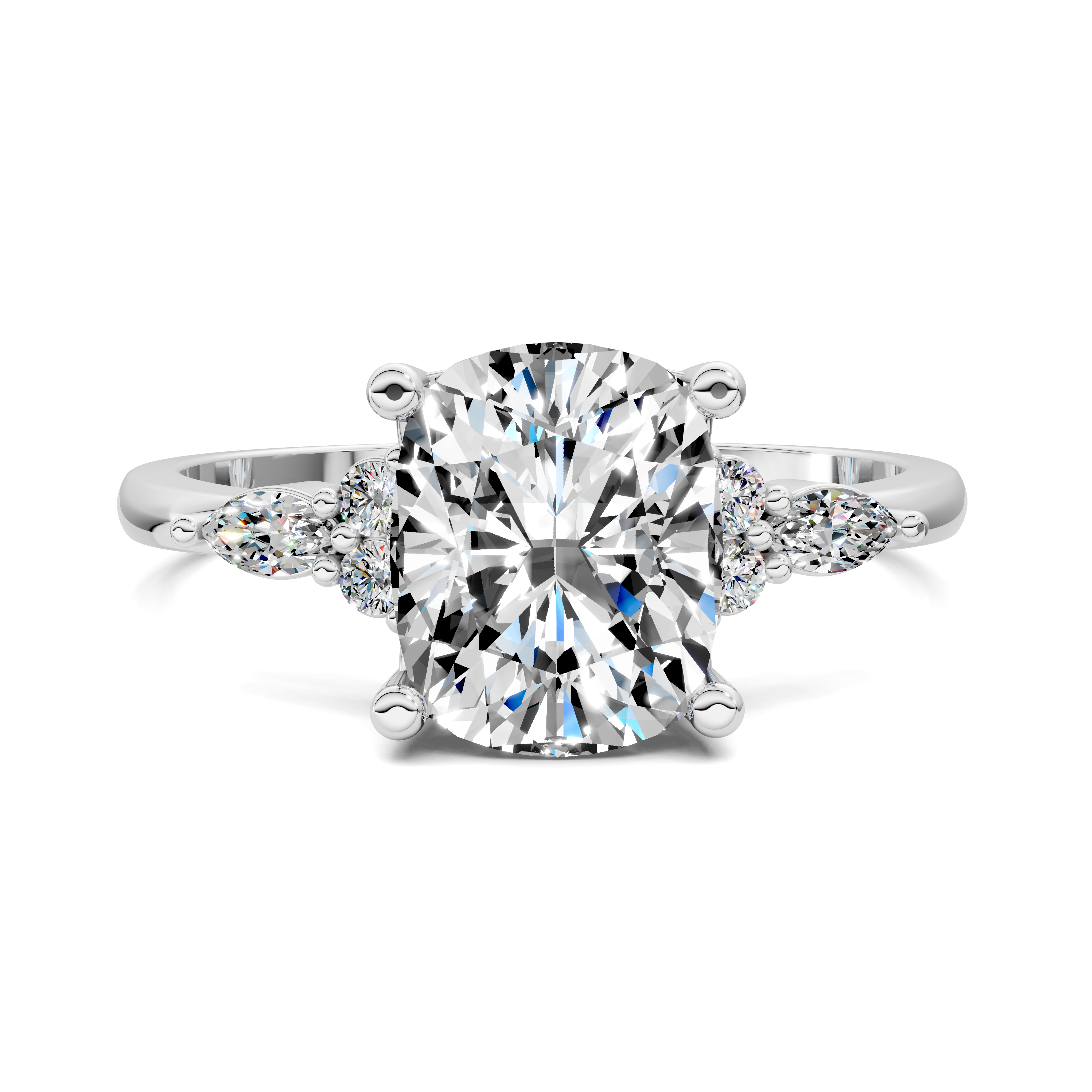 Nyra with Pear Accents and Round Shoulder Stones Ring