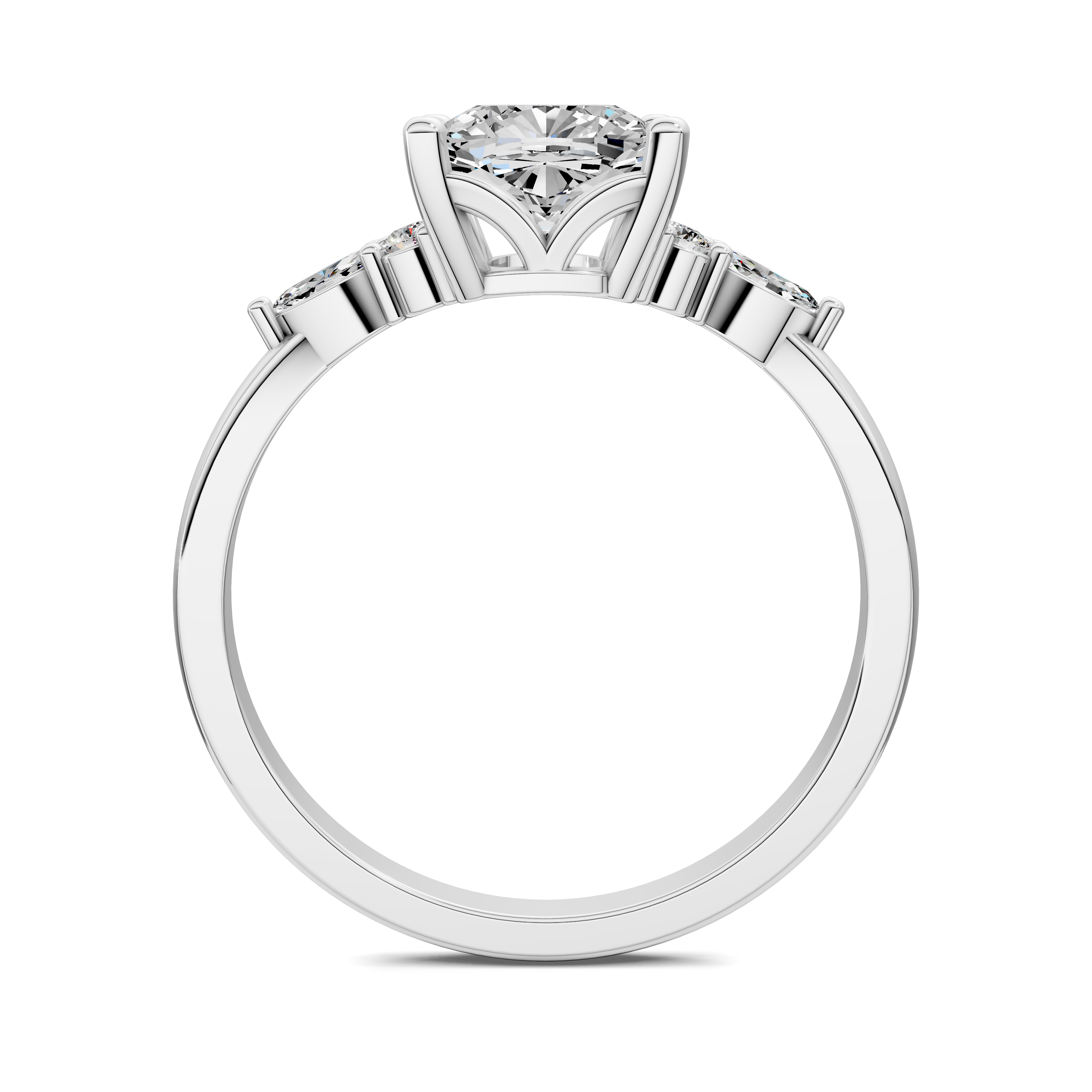 Nyra with Pear Accents and Round Shoulder Stones Ring