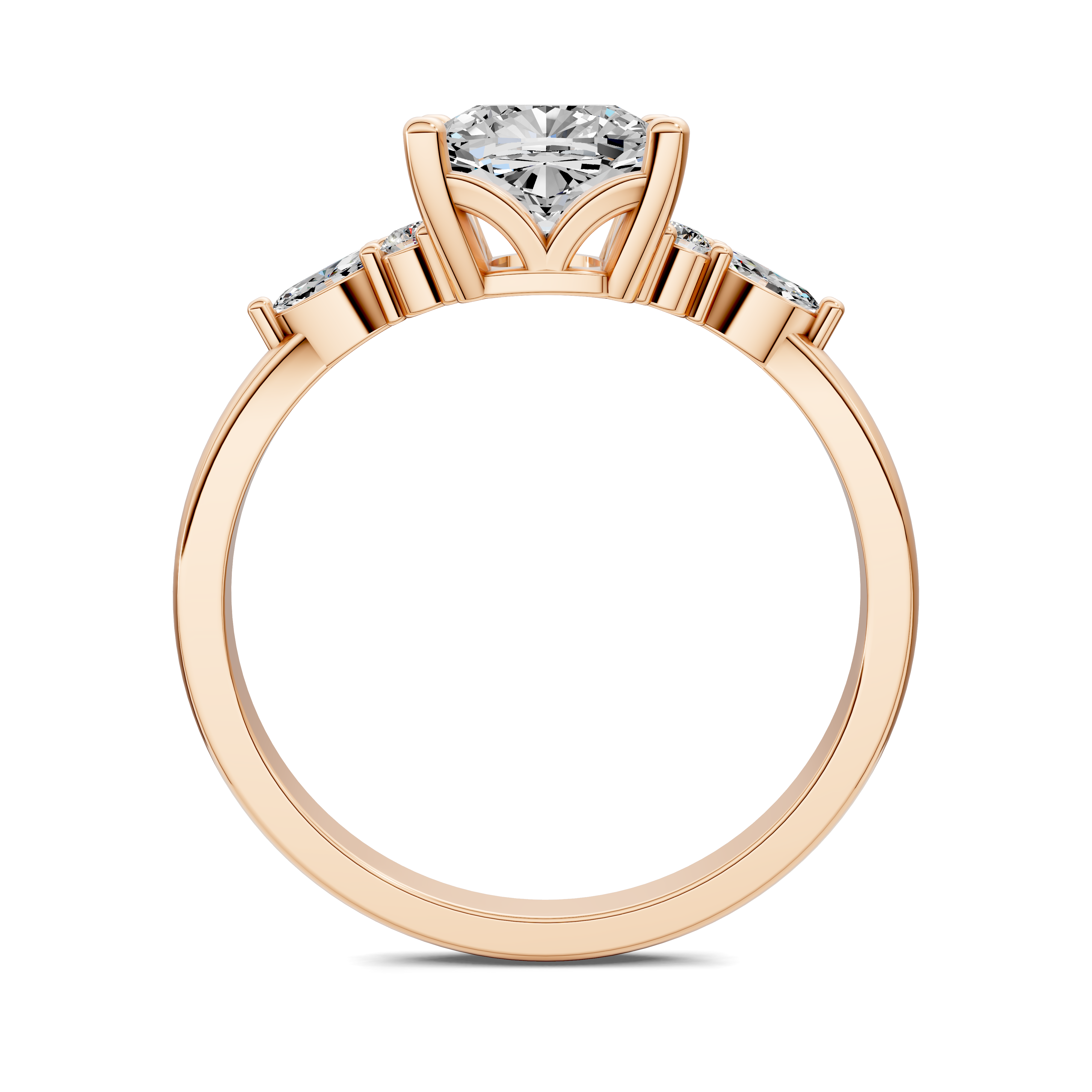 Nyra with Pear Accents and Round Shoulder Stones Ring