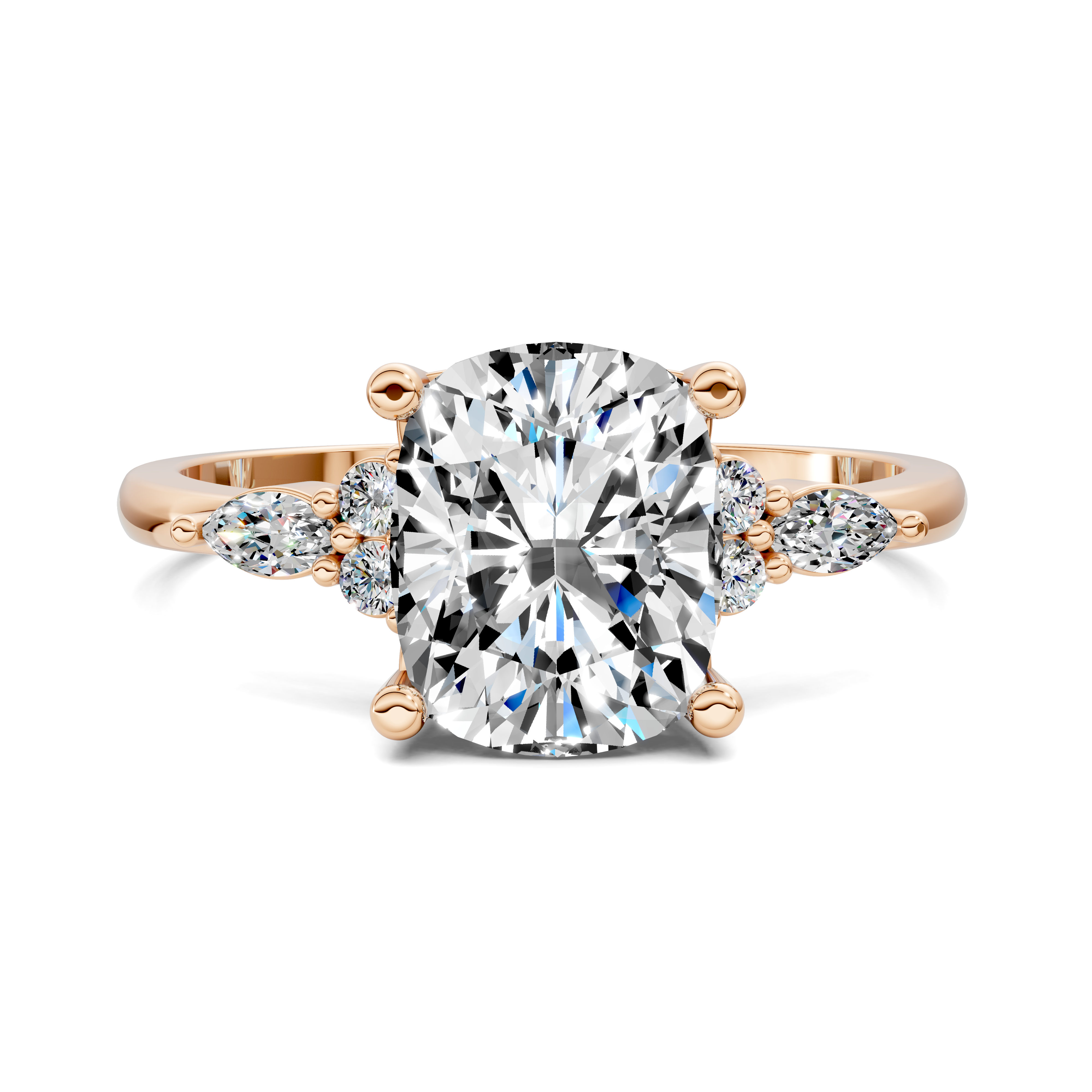 Nyra with Pear Accents and Round Shoulder Stones Ring