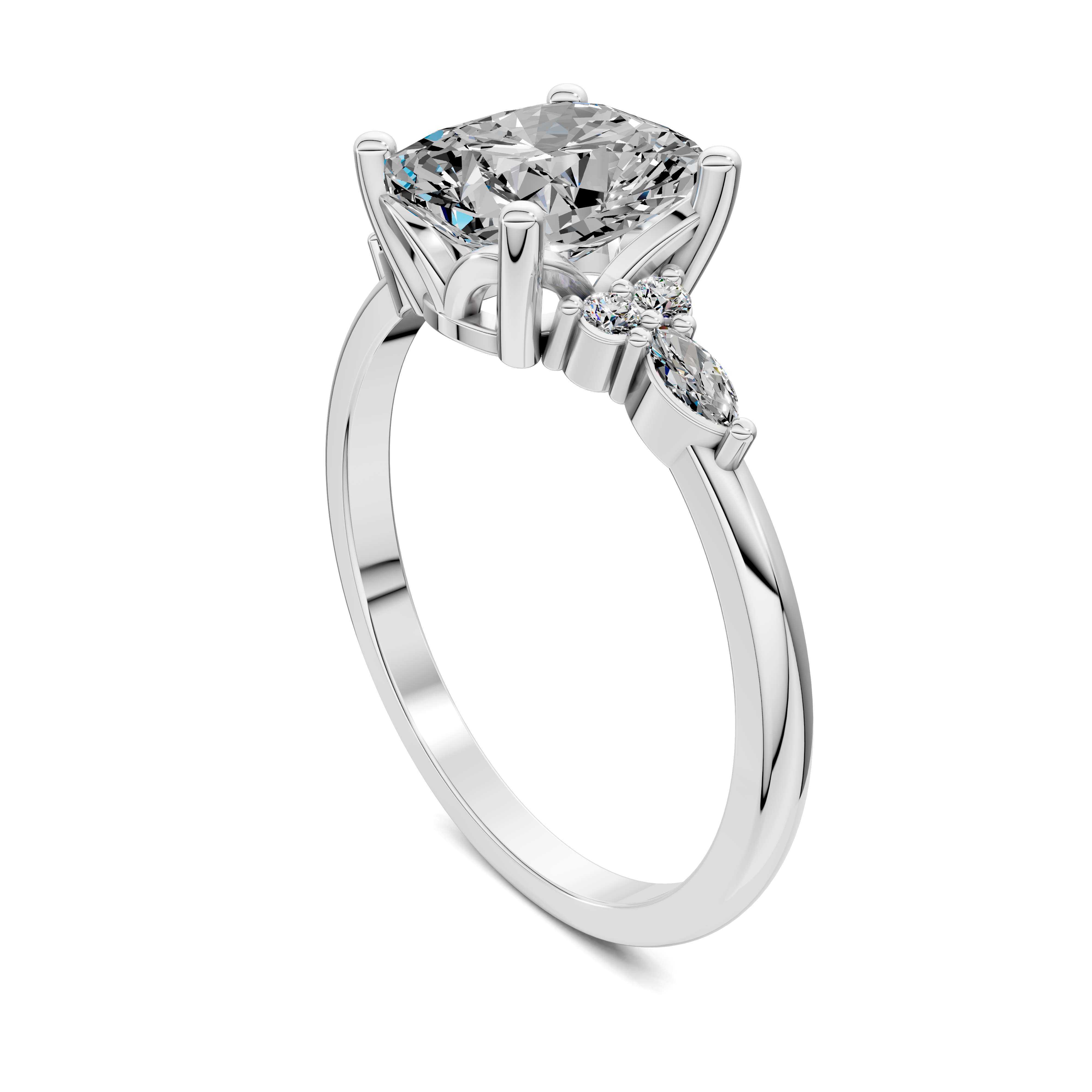 Nyra with Pear Accents and Round Shoulder Stones Ring