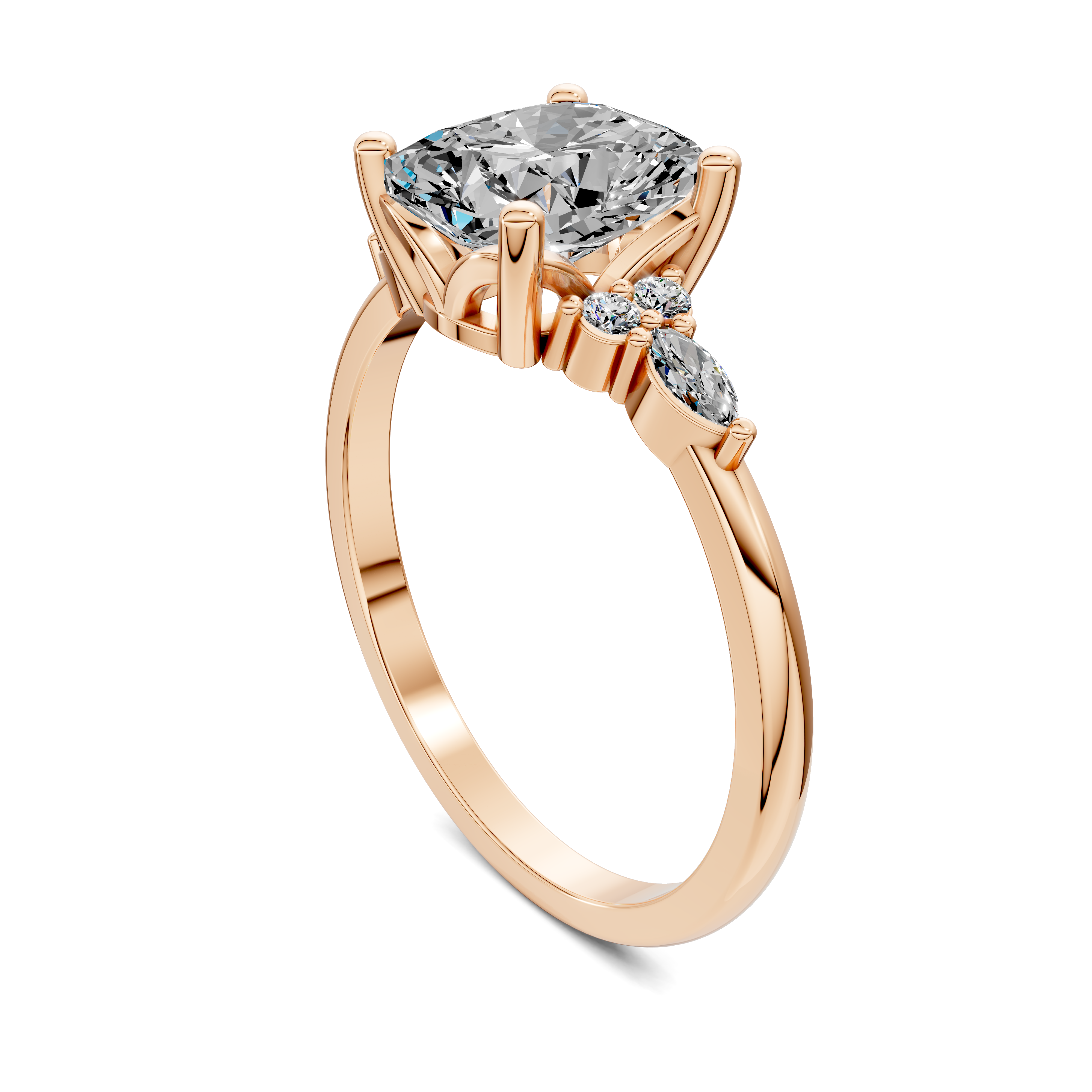Nyra with Pear Accents and Round Shoulder Stones Ring