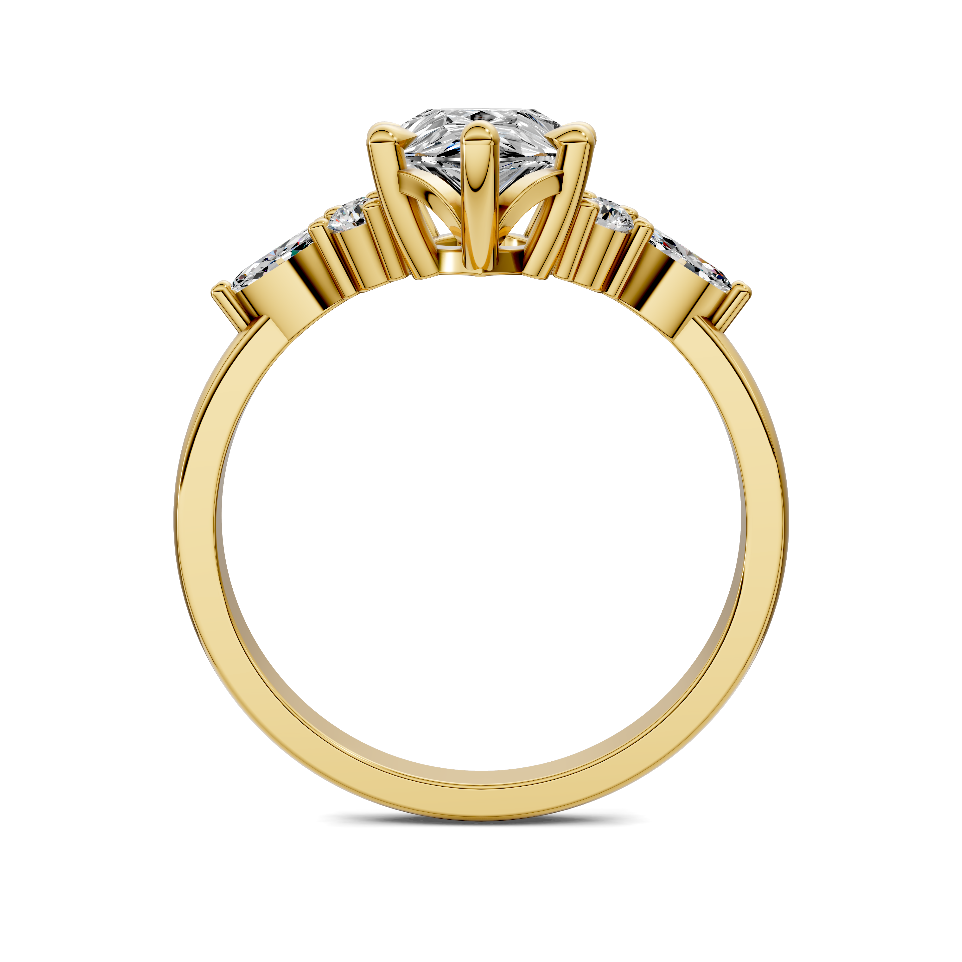 Nyra with Pear Accents and Round Shoulder Stones Ring