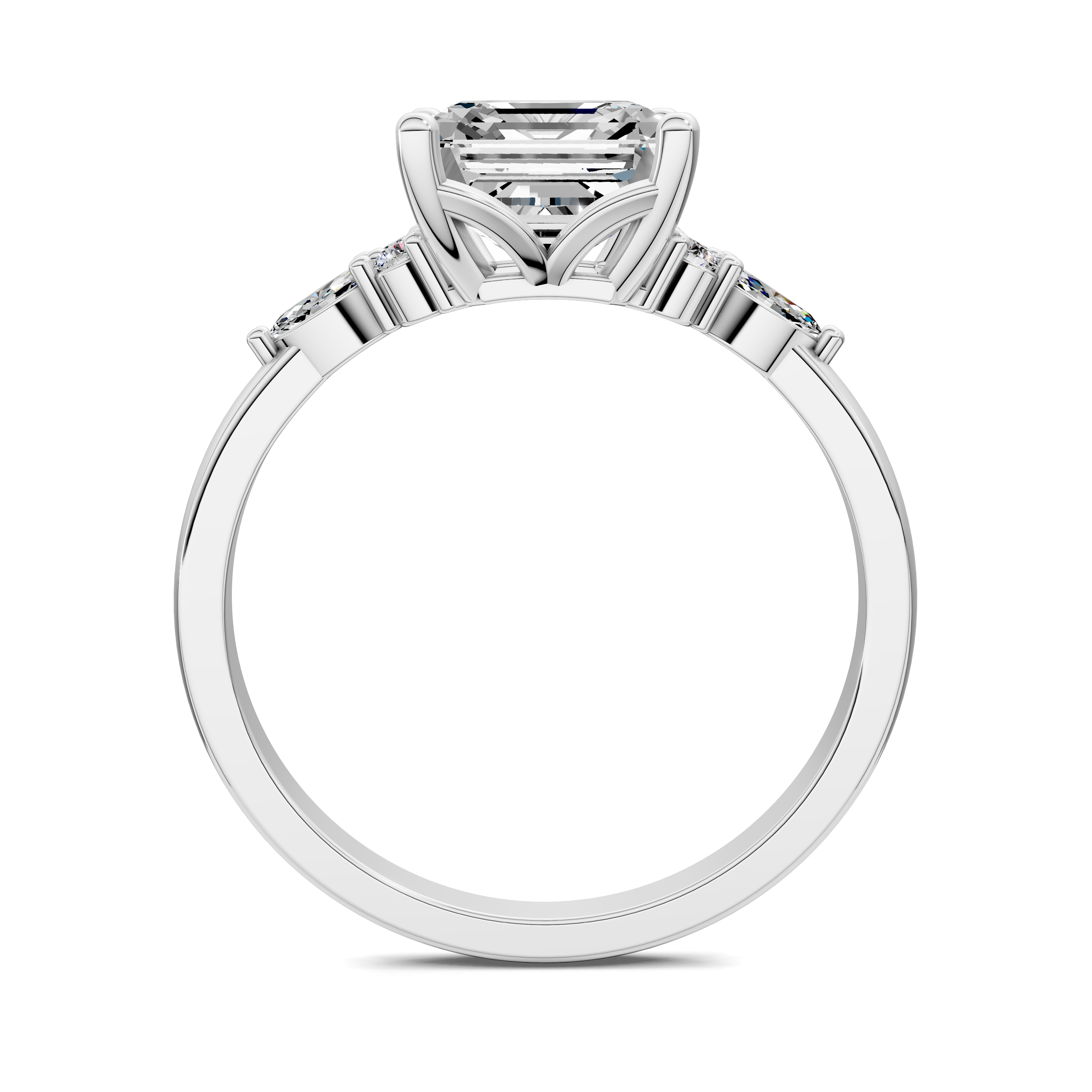 Nyra with Pear Accents and Round Shoulder Stones Ring