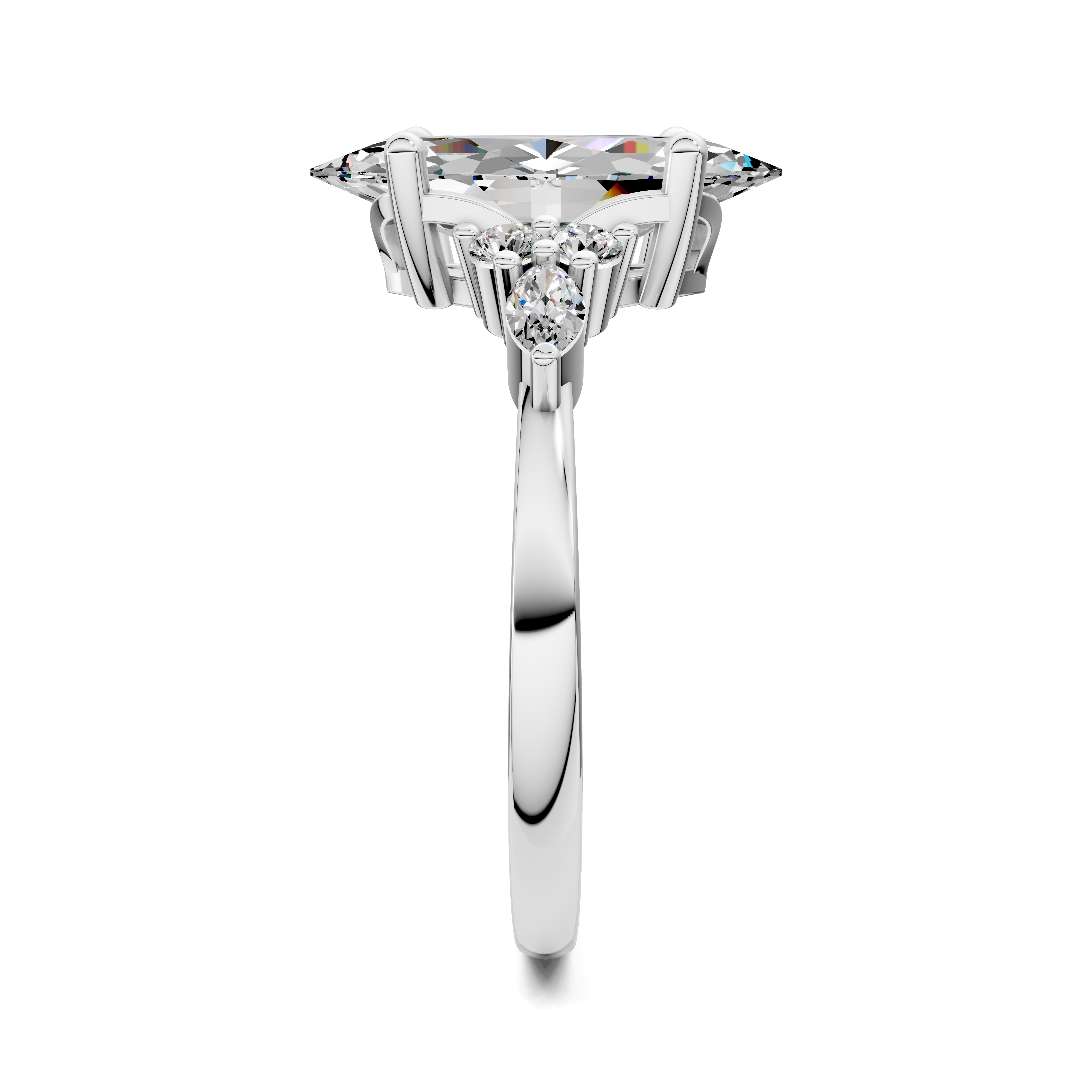 Nyra with Pear Accents and Round Shoulder Stones Ring