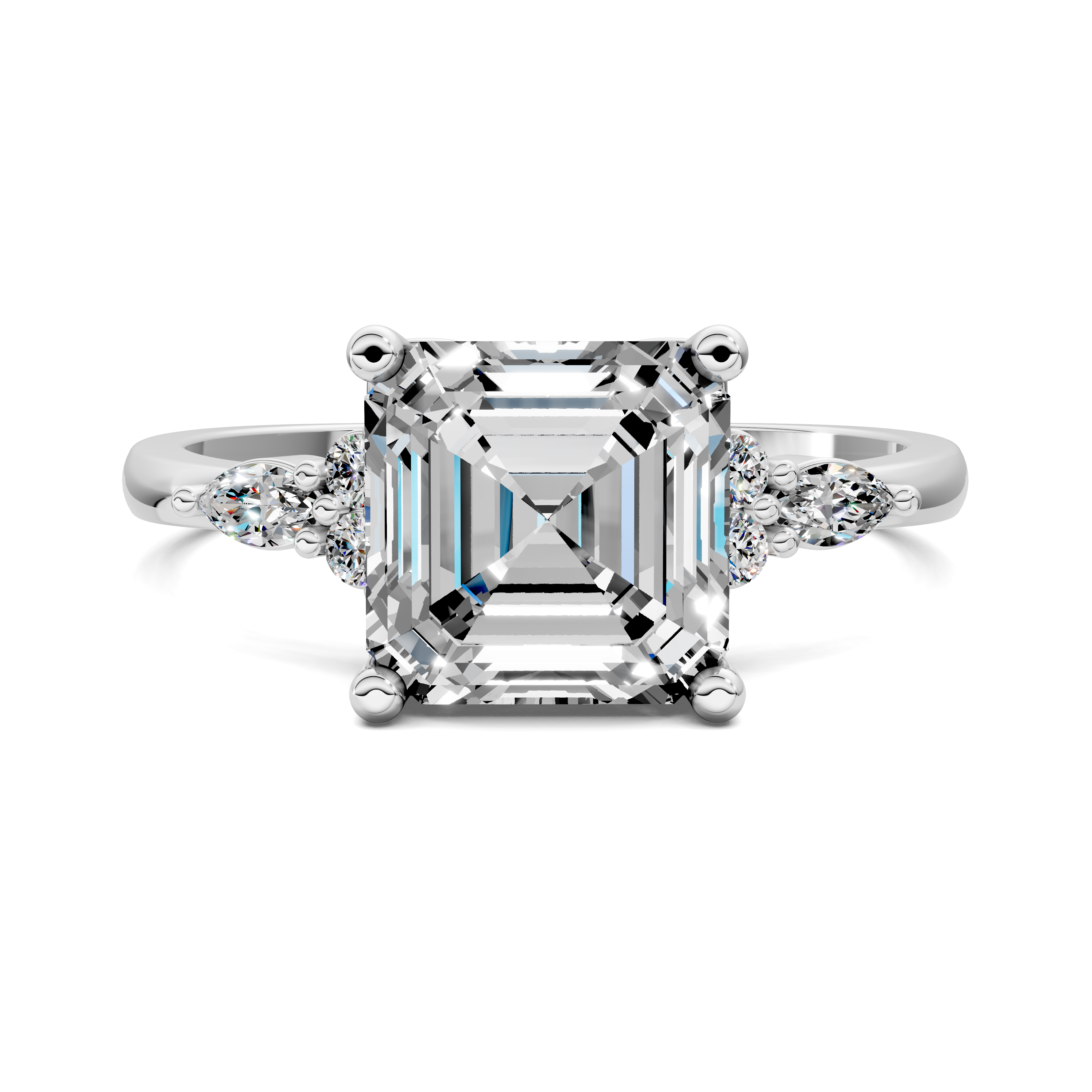 Nyra with Pear Accents and Round Shoulder Stones Ring