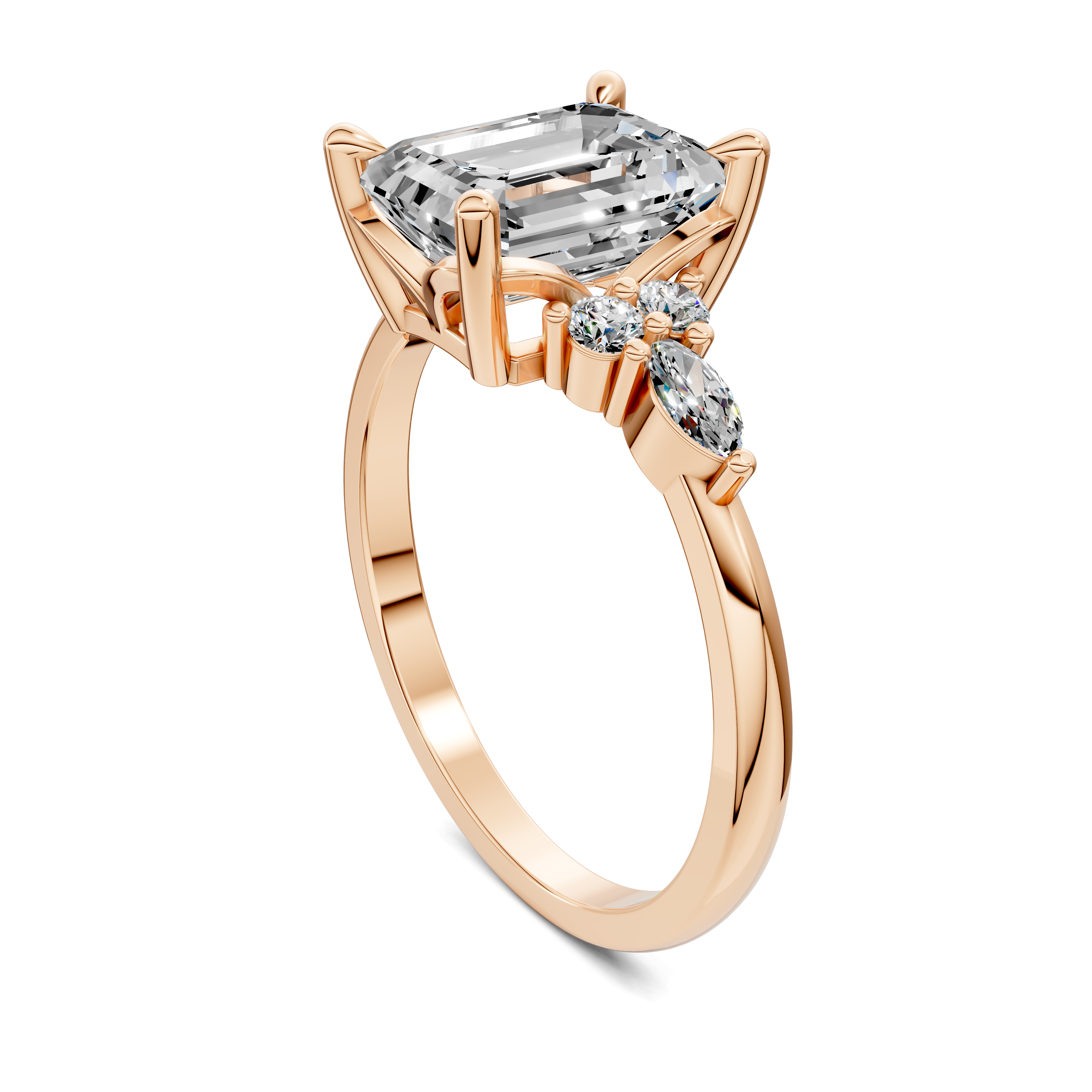 Nyra with Pear Accents and Round Shoulder Stones Ring