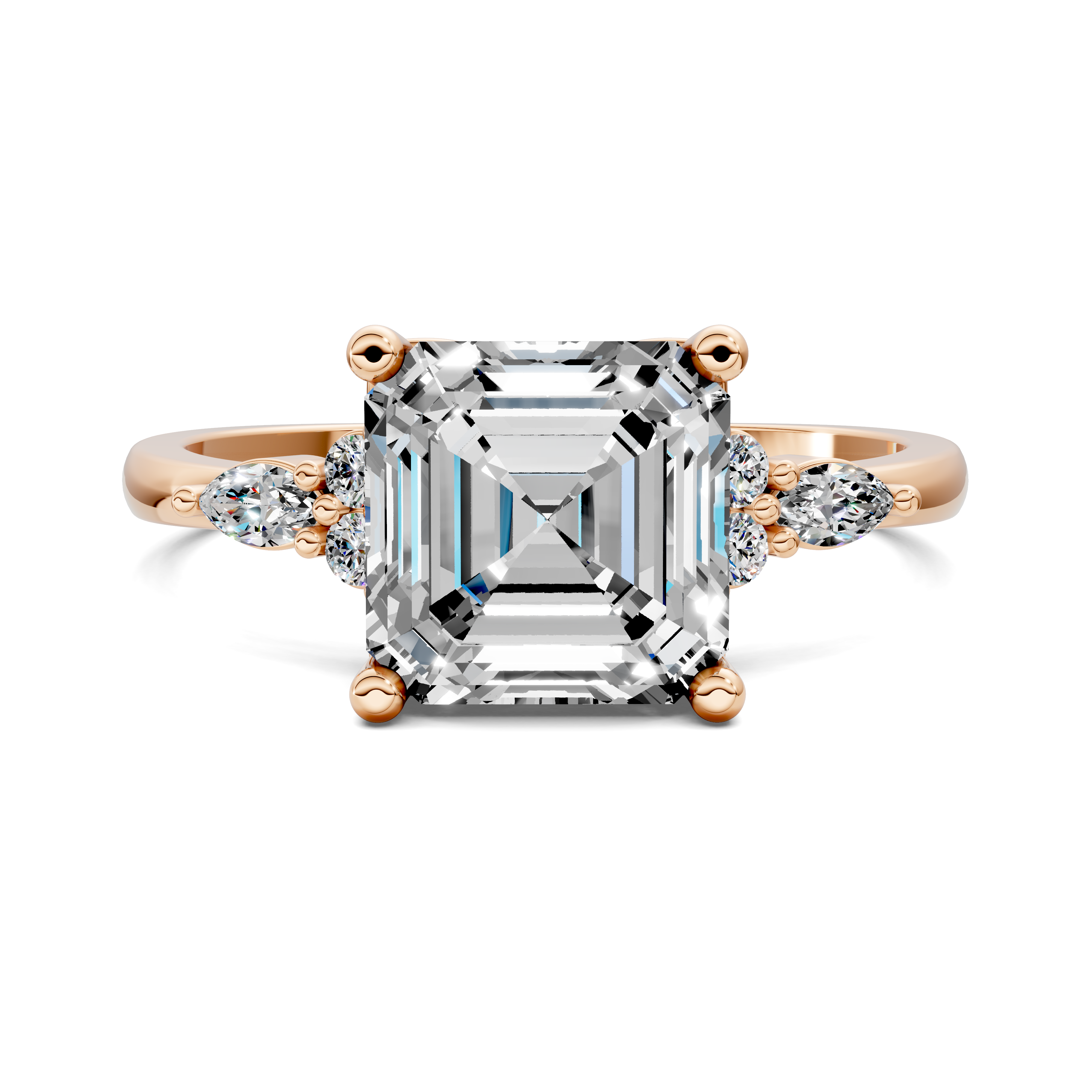 Nyra with Pear Accents and Round Shoulder Stones Ring
