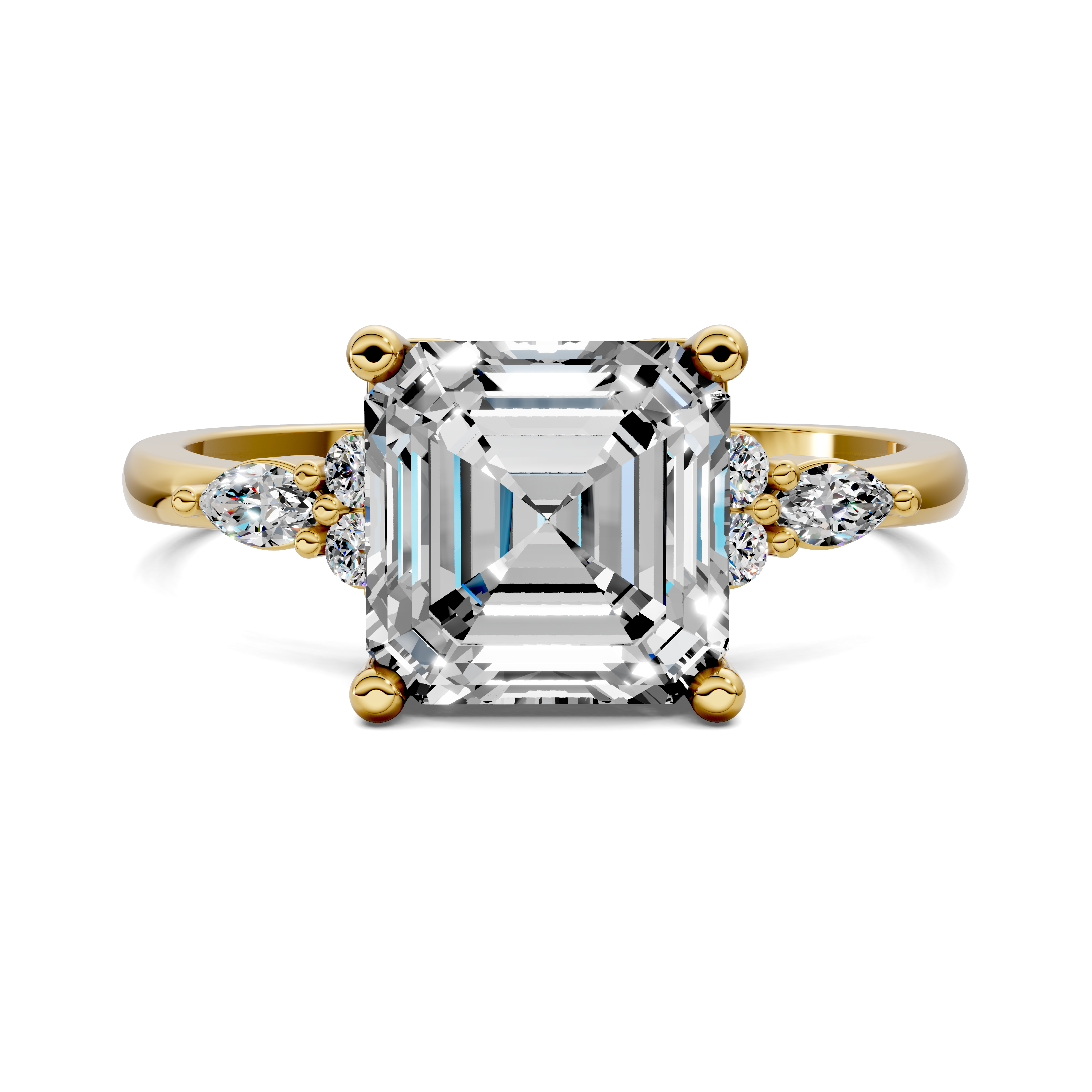 Nyra with Pear Accents and Round Shoulder Stones Ring