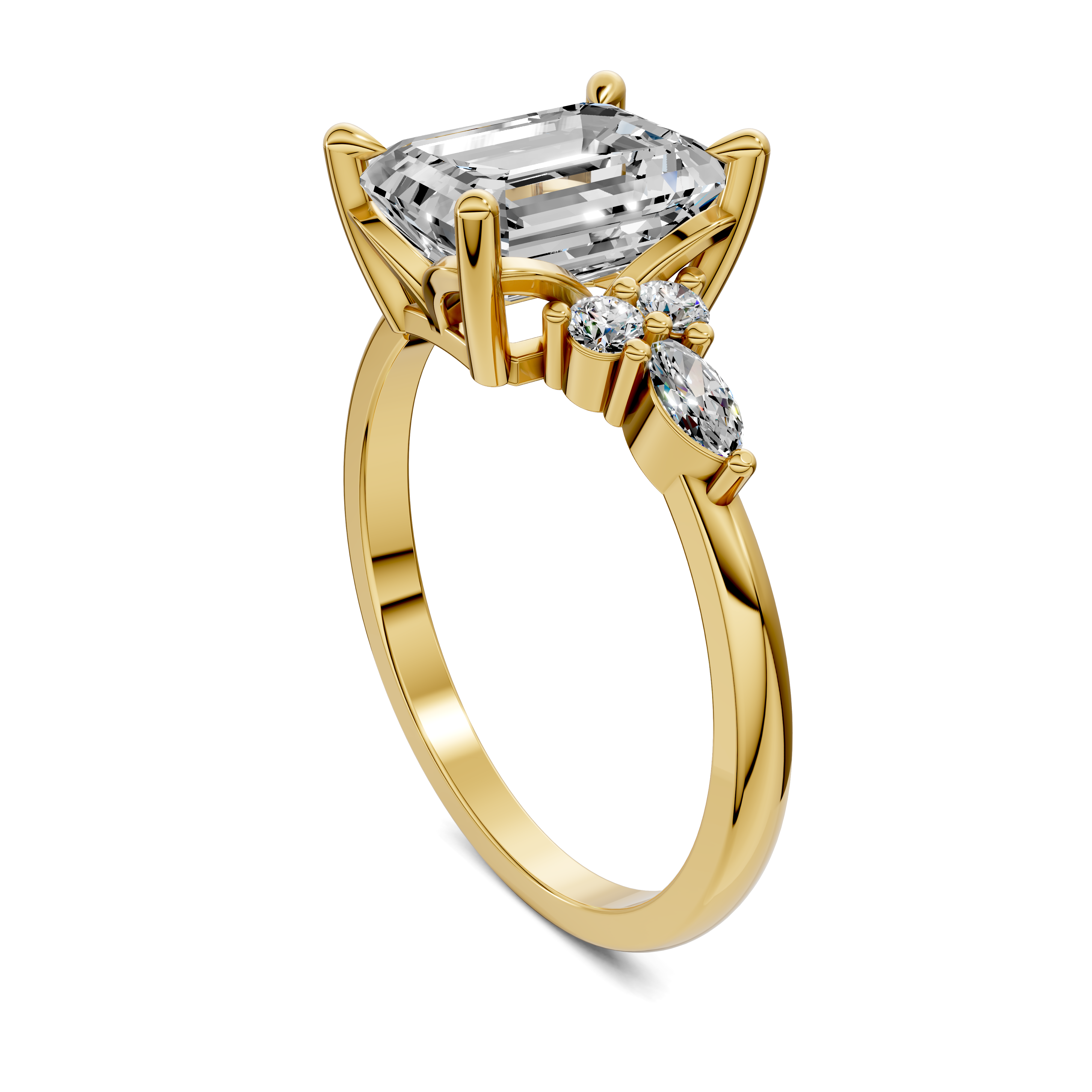 Nyra with Pear Accents and Round Shoulder Stones Ring
