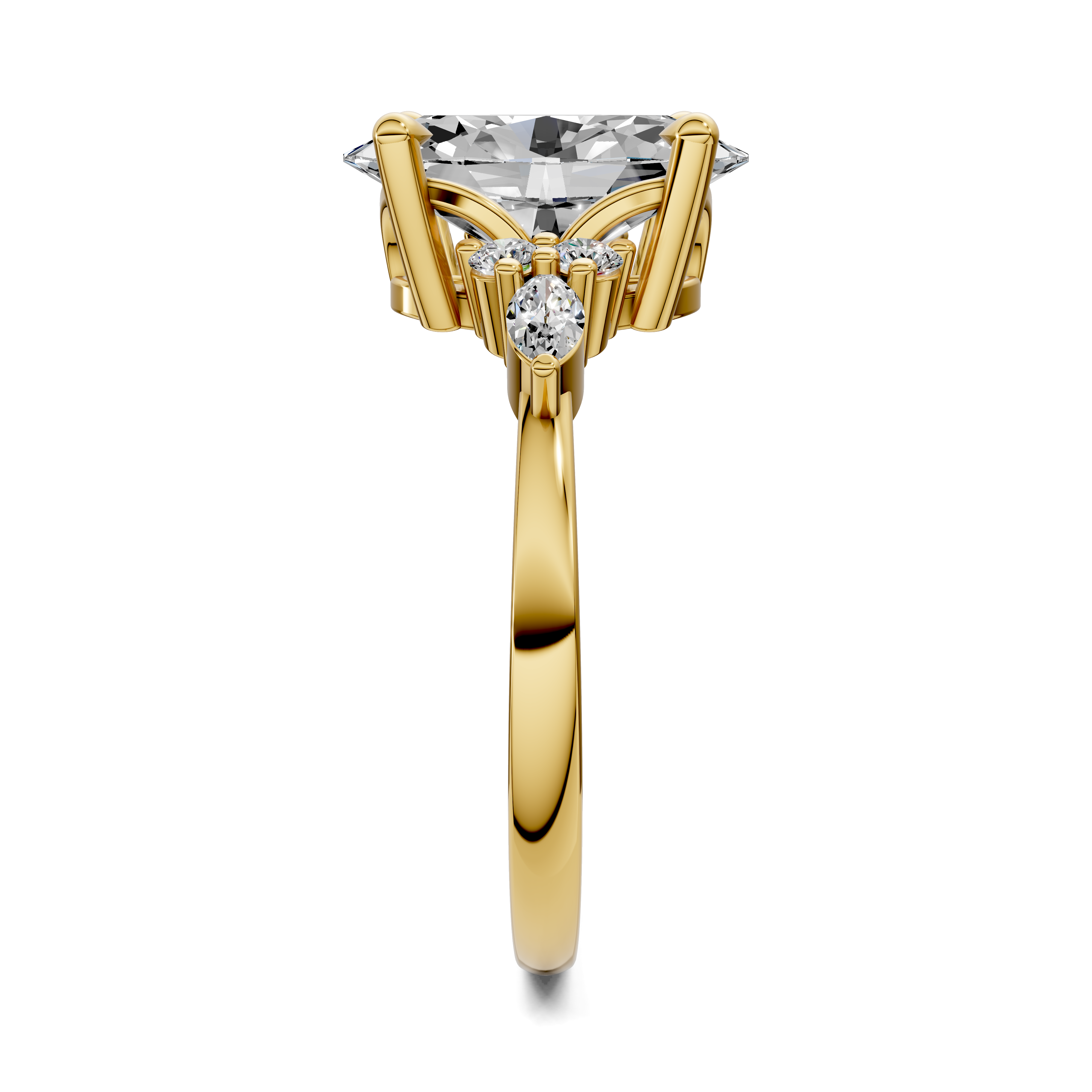 Nyra with Pear Accents and Round Shoulder Stones Ring
