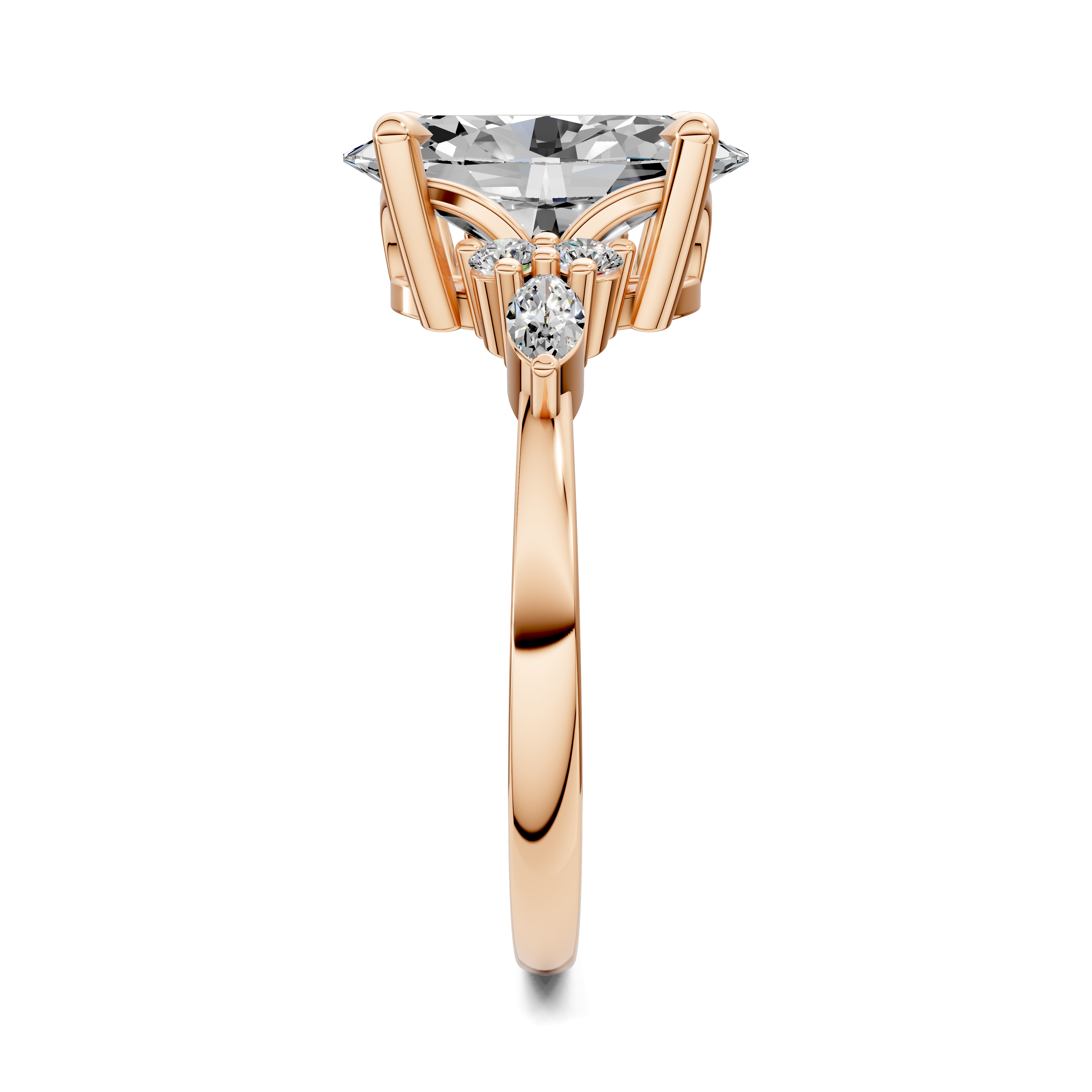 Nyra with Pear Accents and Round Shoulder Stones Ring