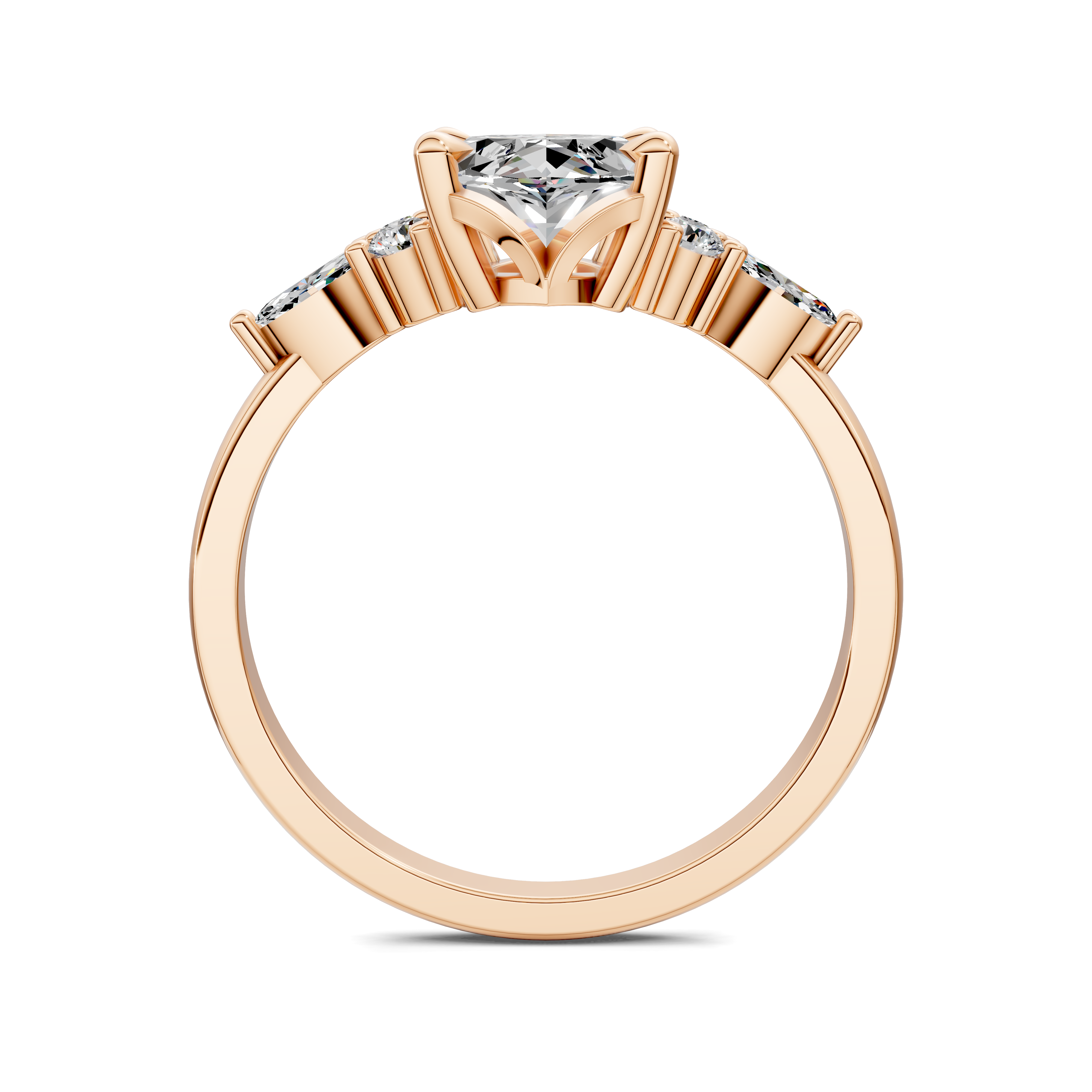 Nyra with Pear Accents and Round Shoulder Stones Ring