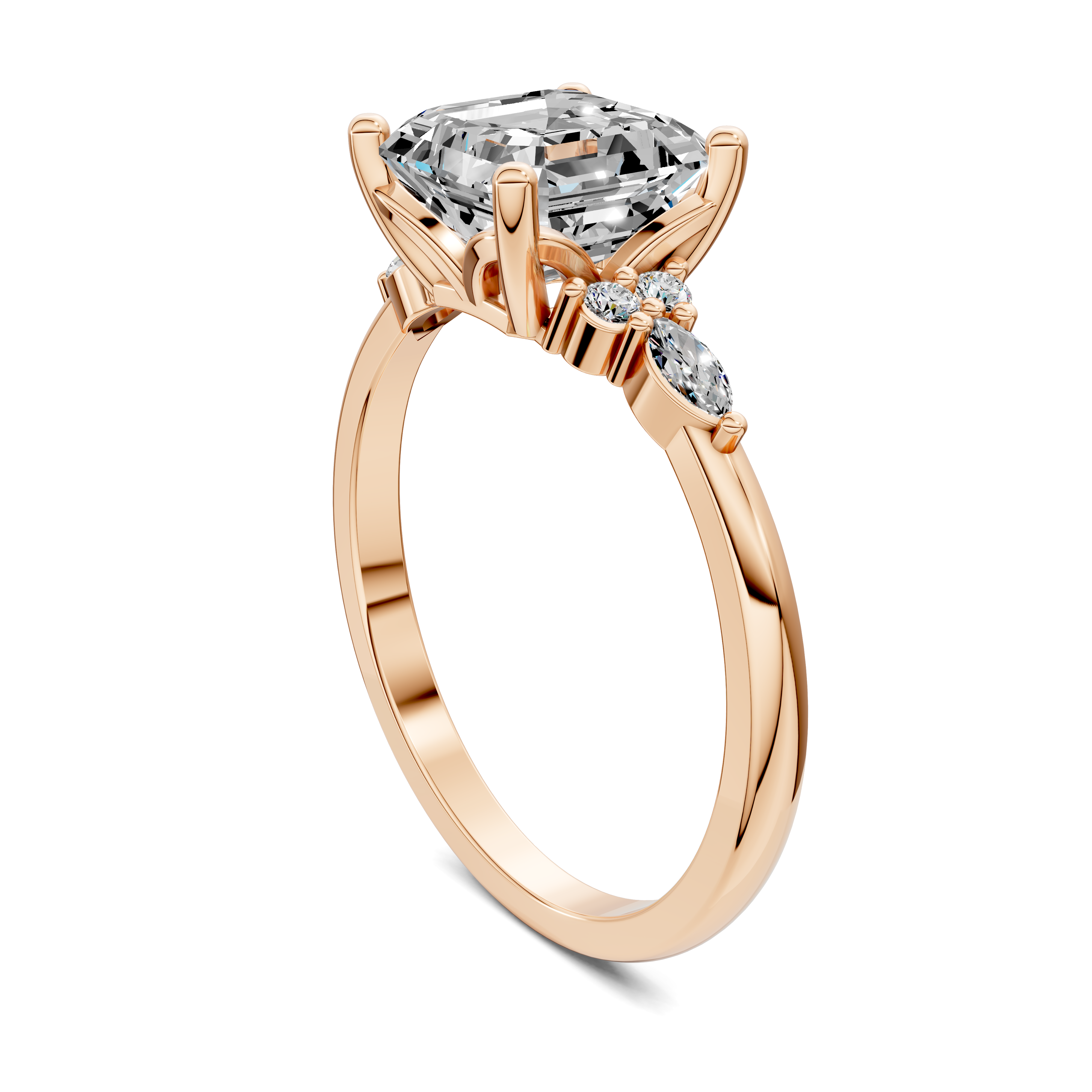 Nyra with Pear Accents and Round Shoulder Stones Ring