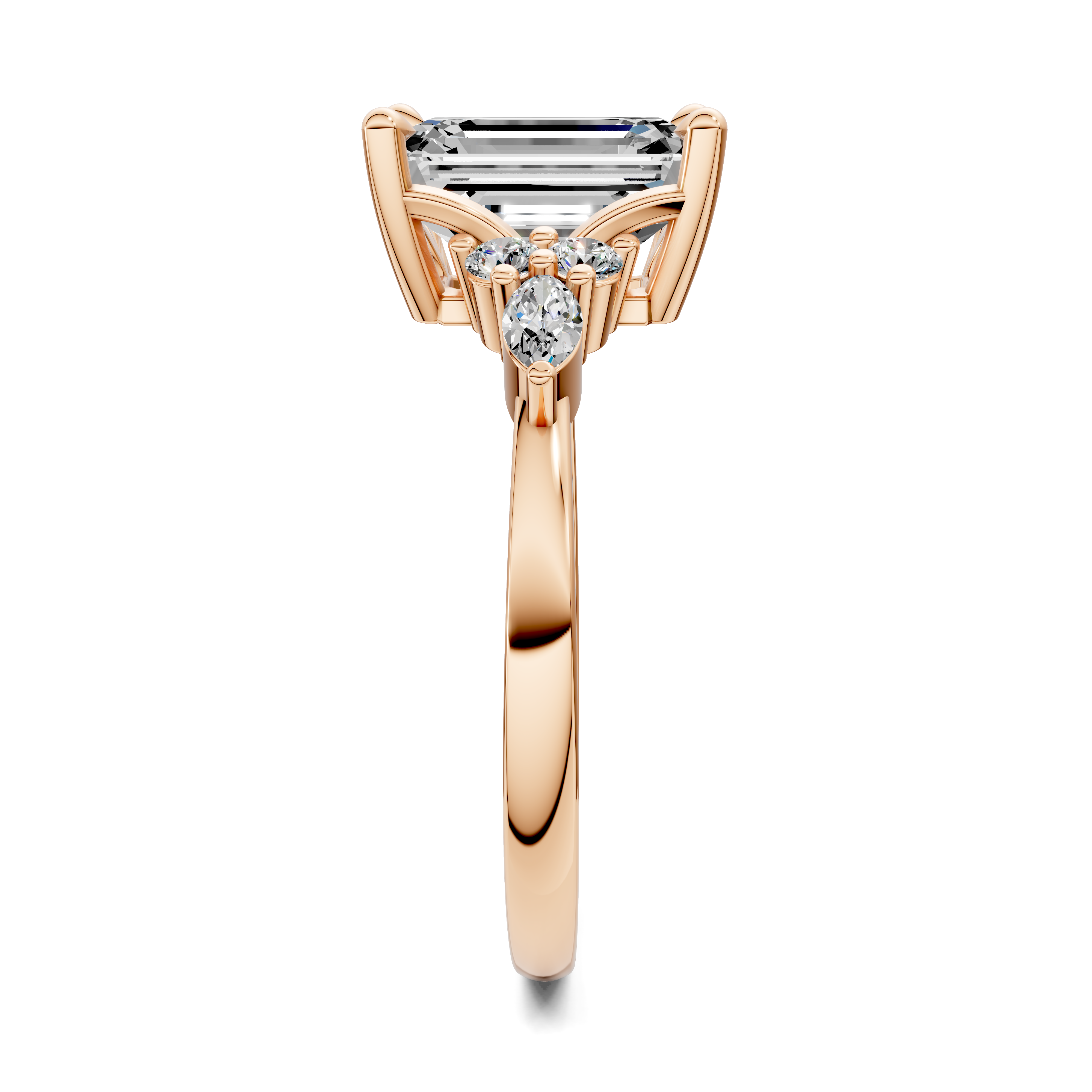 Nyra with Pear Accents and Round Shoulder Stones Ring