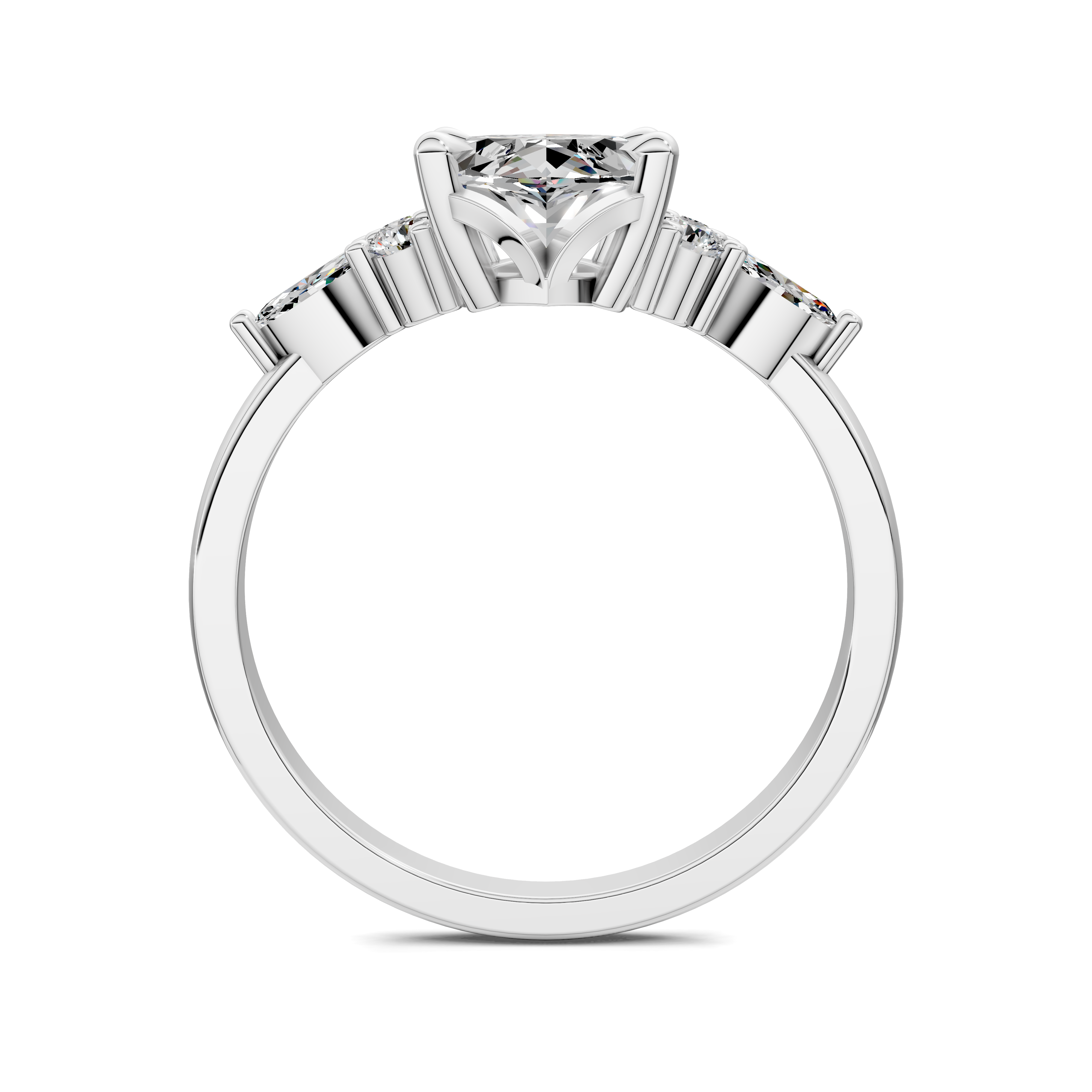 Nyra with Pear Accents and Round Shoulder Stones Ring