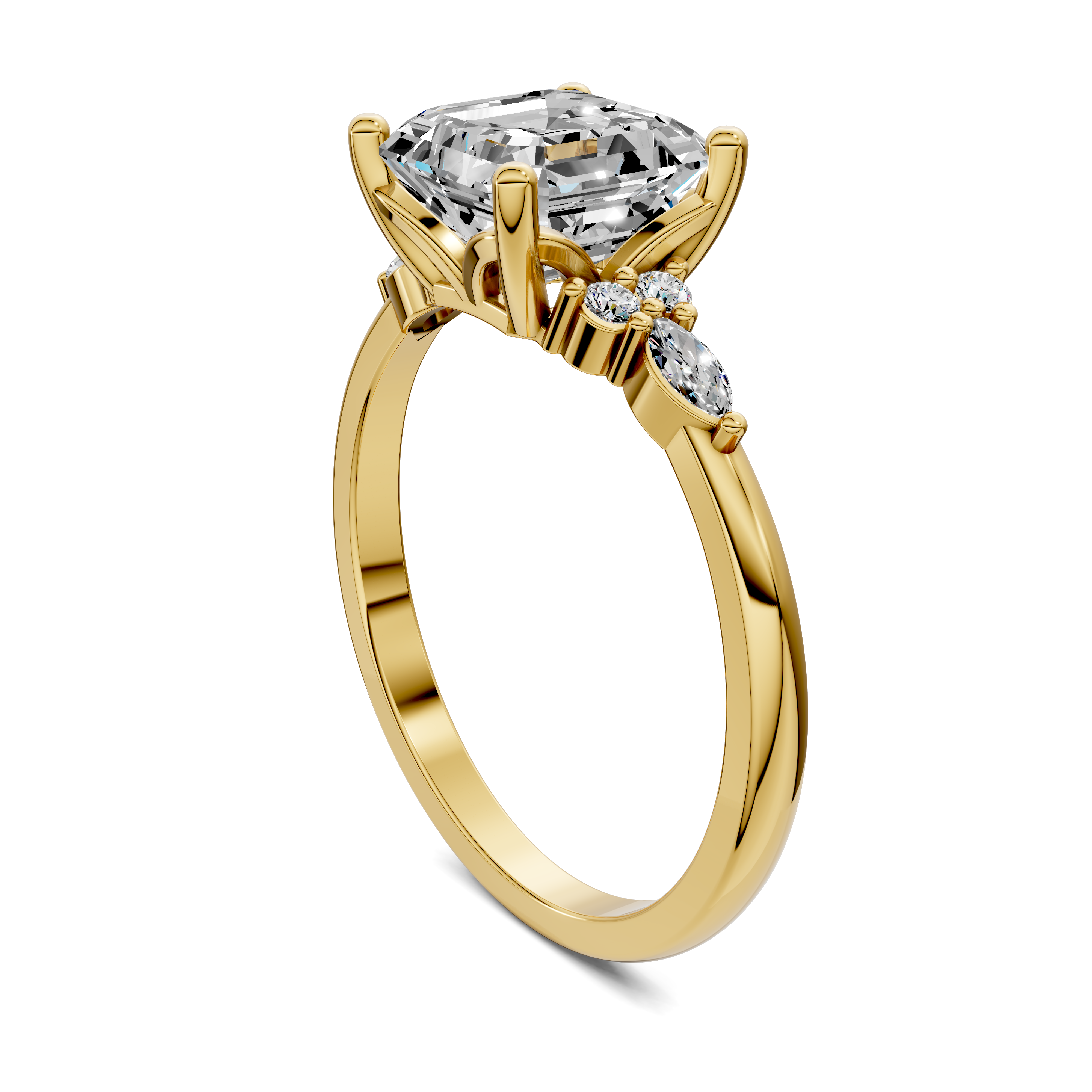 Nyra with Pear Accents and Round Shoulder Stones Ring