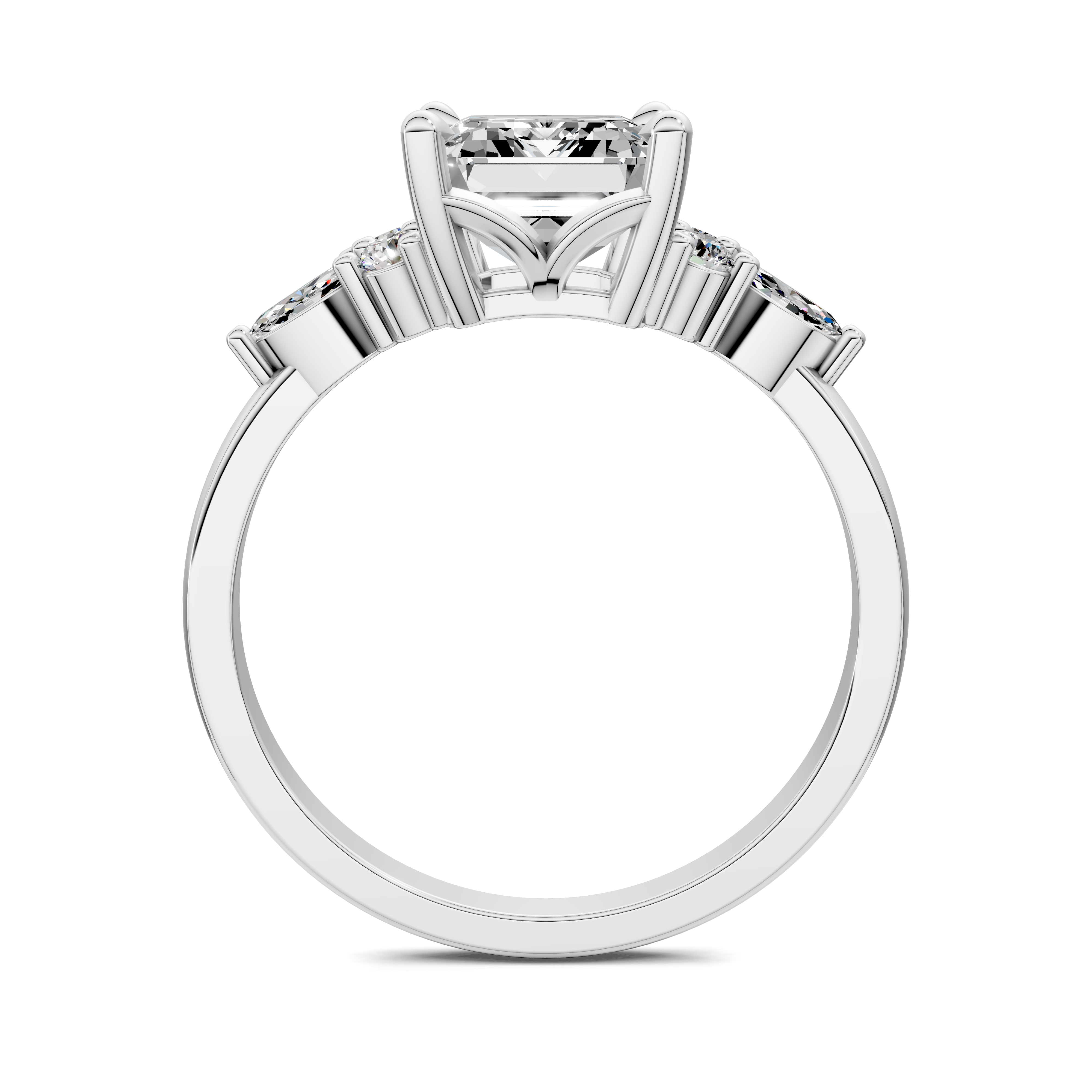 Nyra with Pear Accents and Round Shoulder Stones Ring