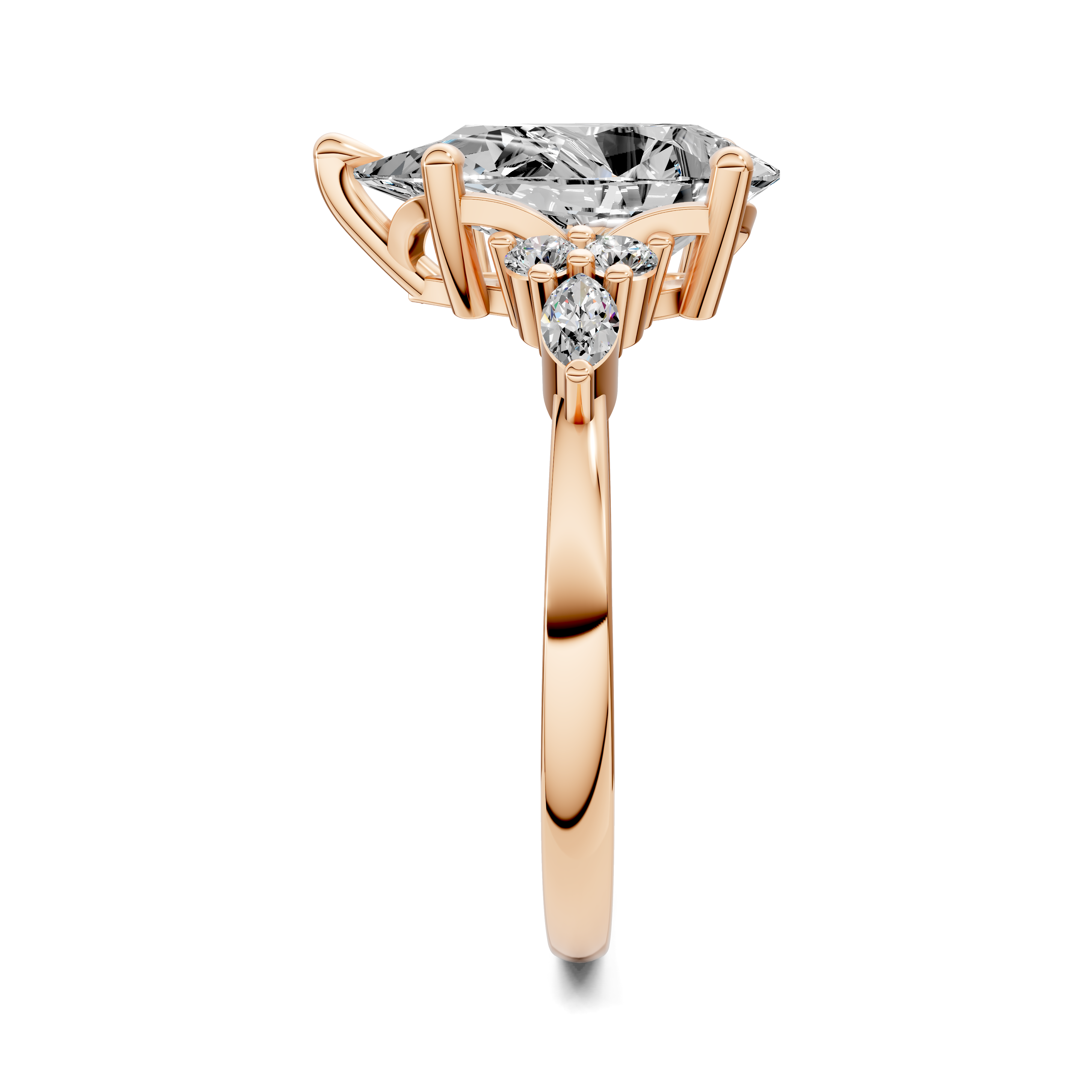 Nyra with Pear Accents and Round Shoulder Stones Ring