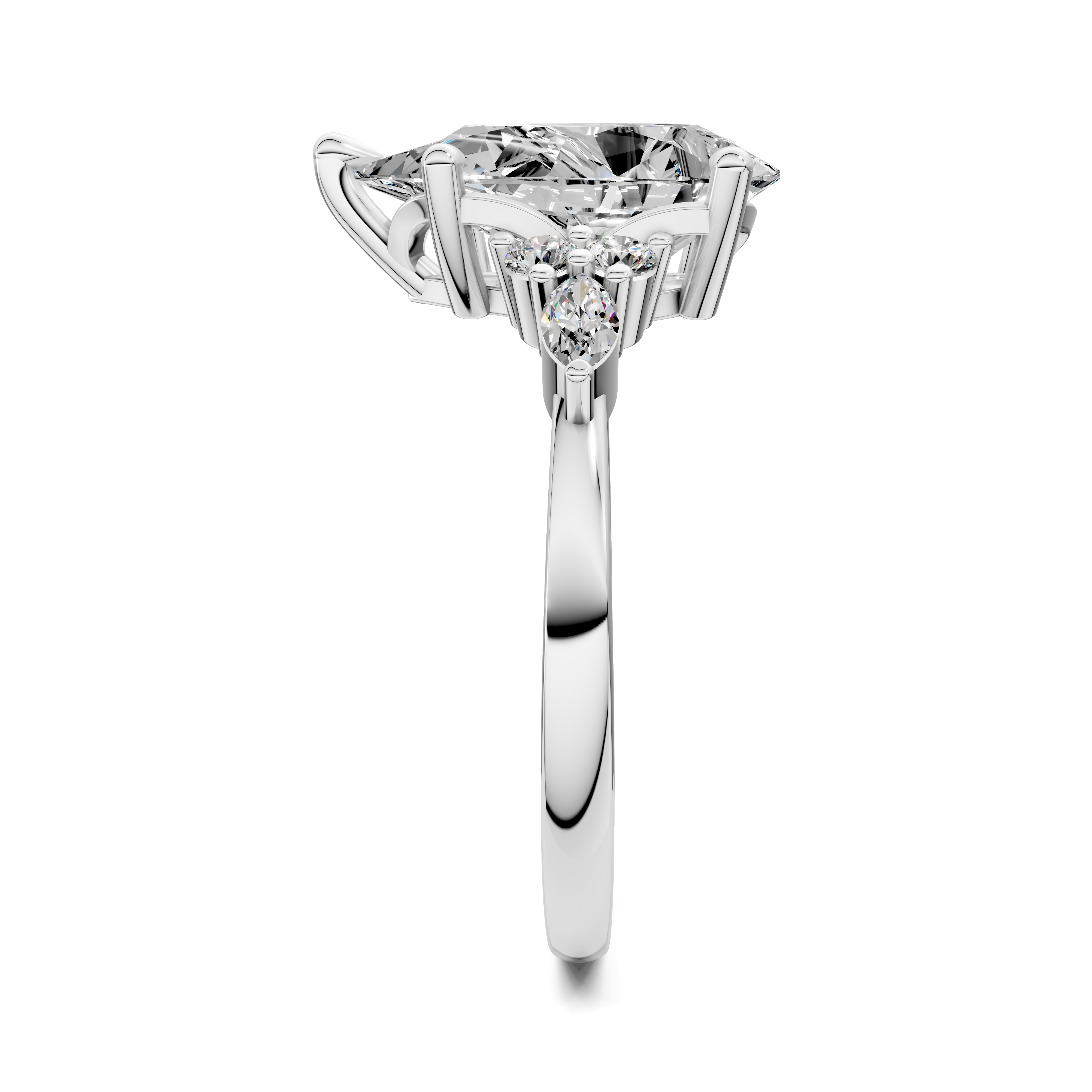 Nyra with Pear Accents and Round Shoulder Stones Ring