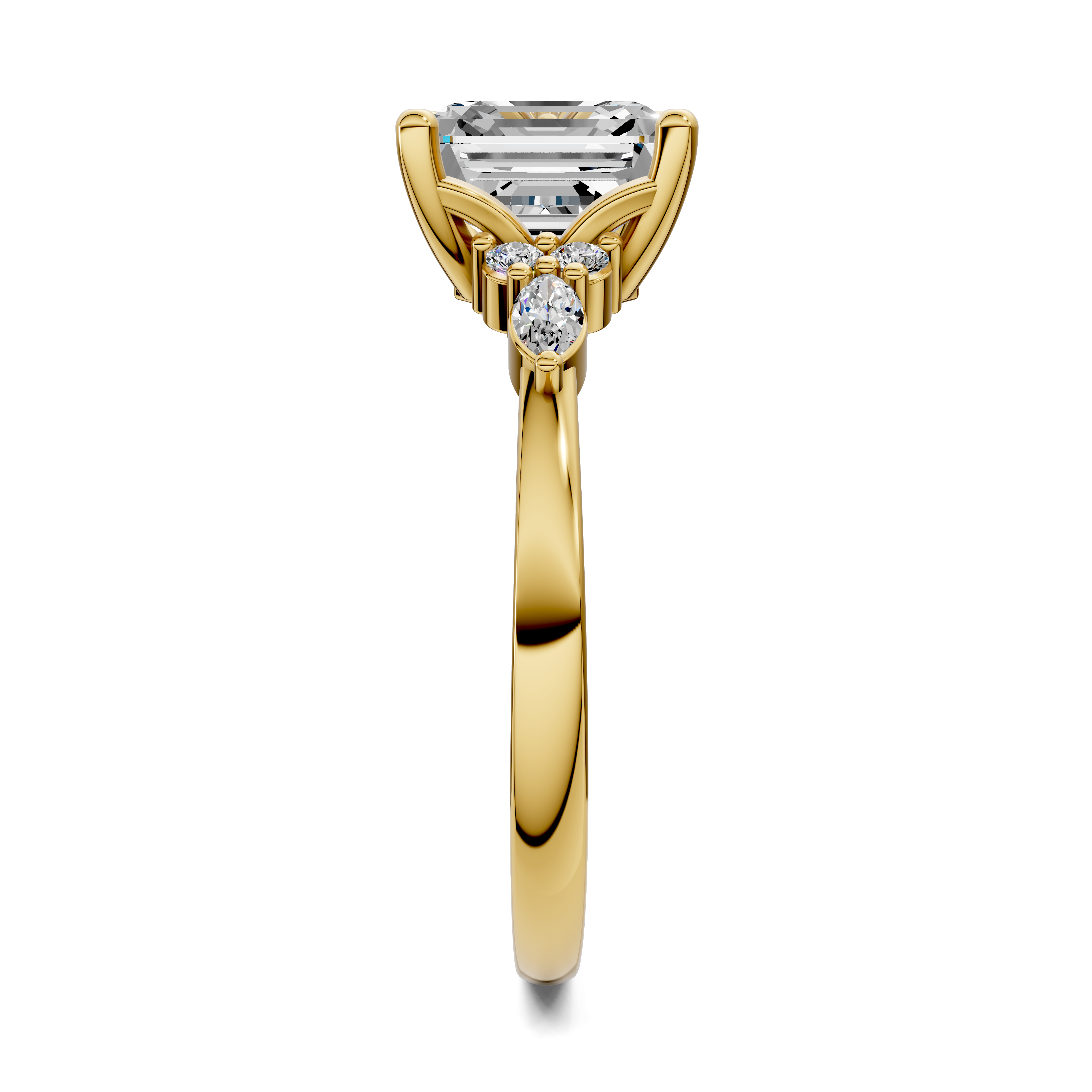 Nyra with Pear Accents and Round Shoulder Stones Ring