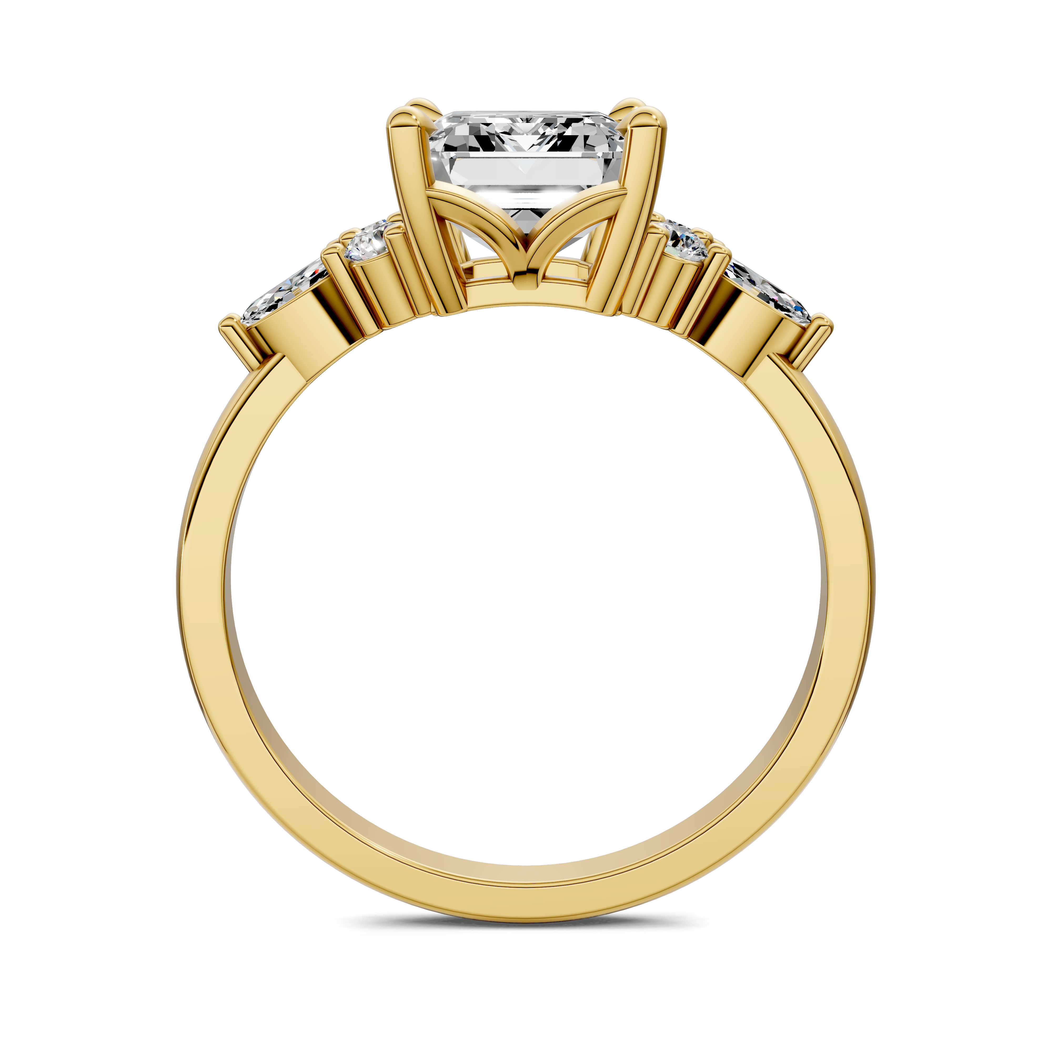Nyra with Pear Accents and Round Shoulder Stones Ring