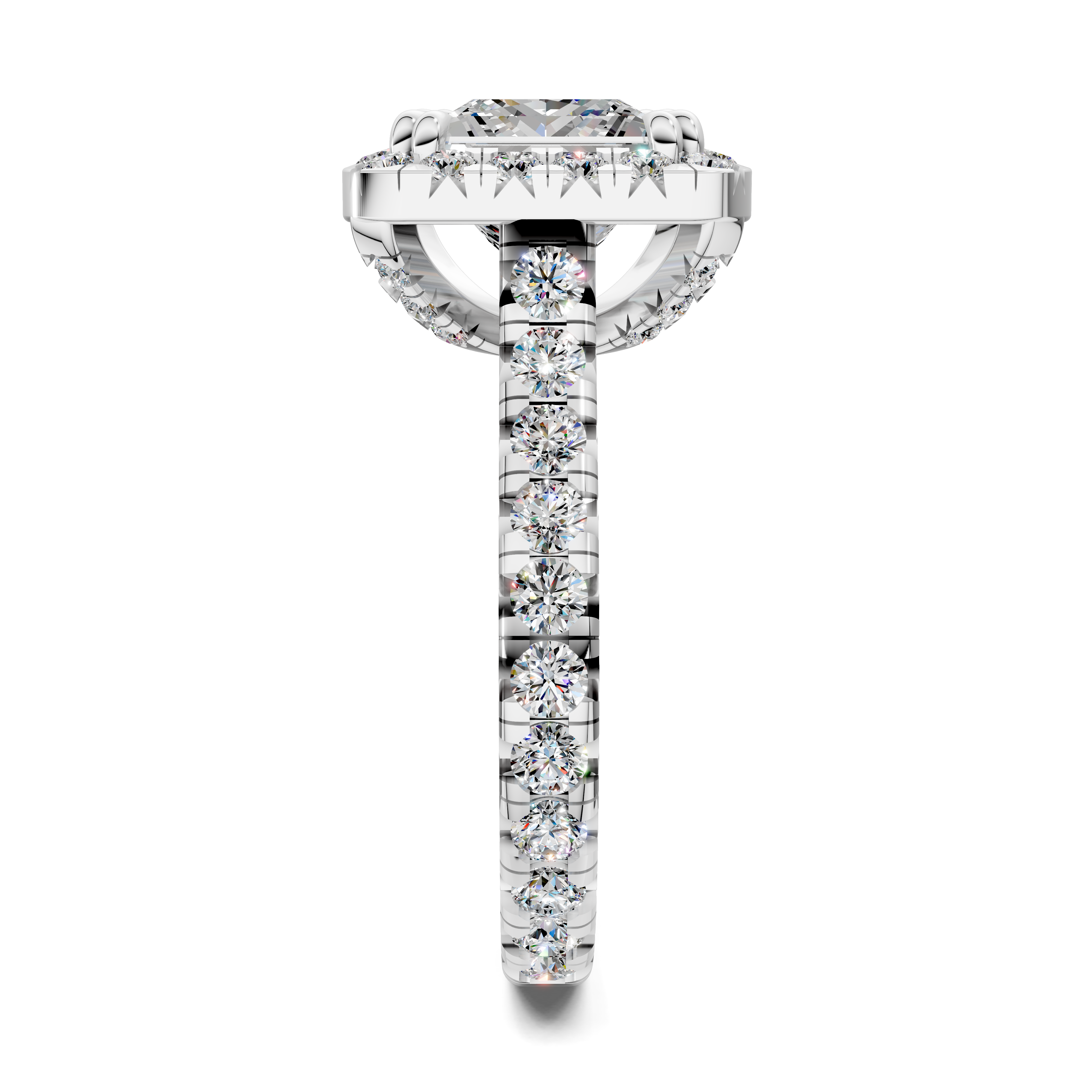 Calliope Princess Halo Three-Quarter Coverage Diamond Ring