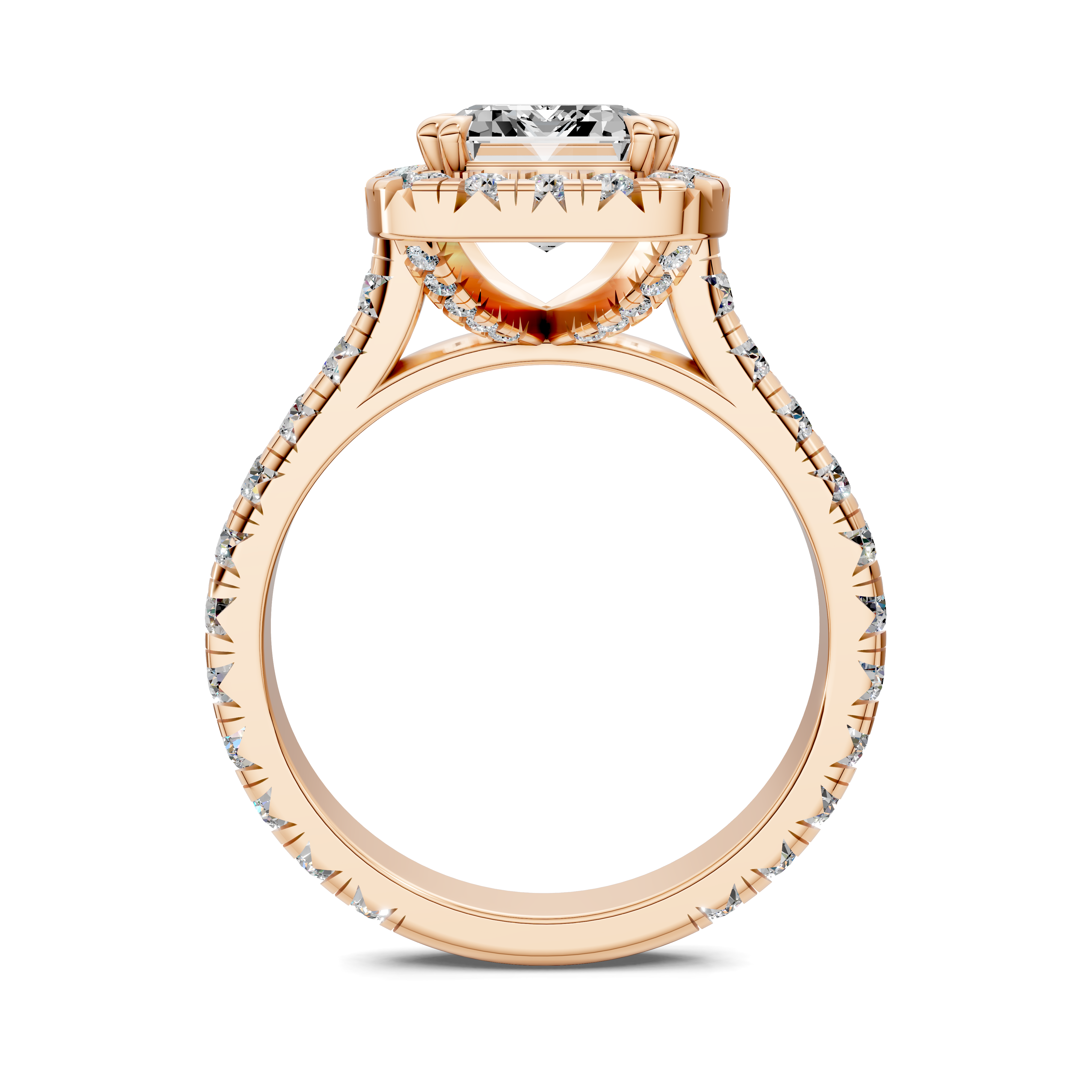 Harmonia Emerald Halo Three-Quarter Coverage Diamond Ring