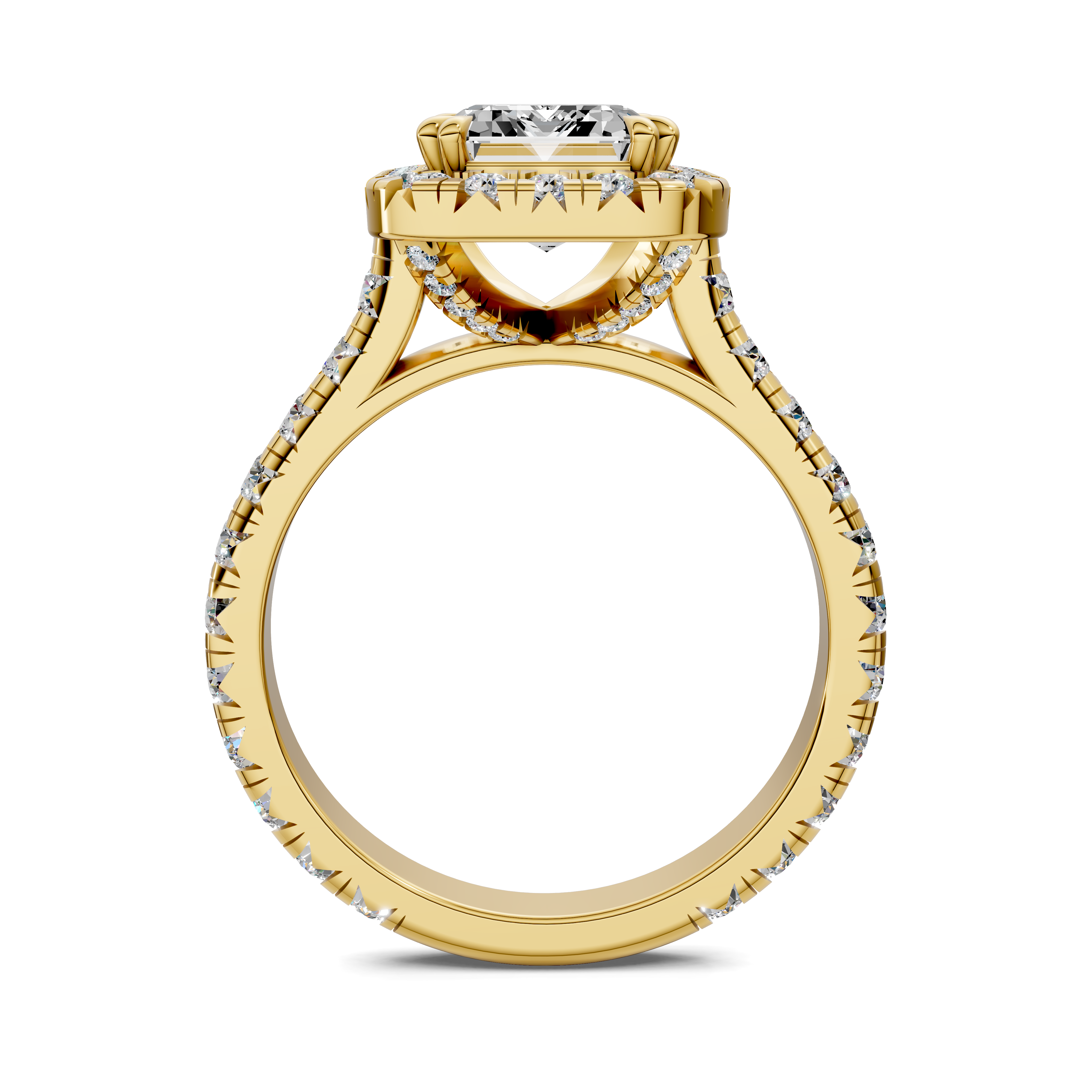 Harmonia Emerald Halo Three-Quarter Coverage Diamond Ring