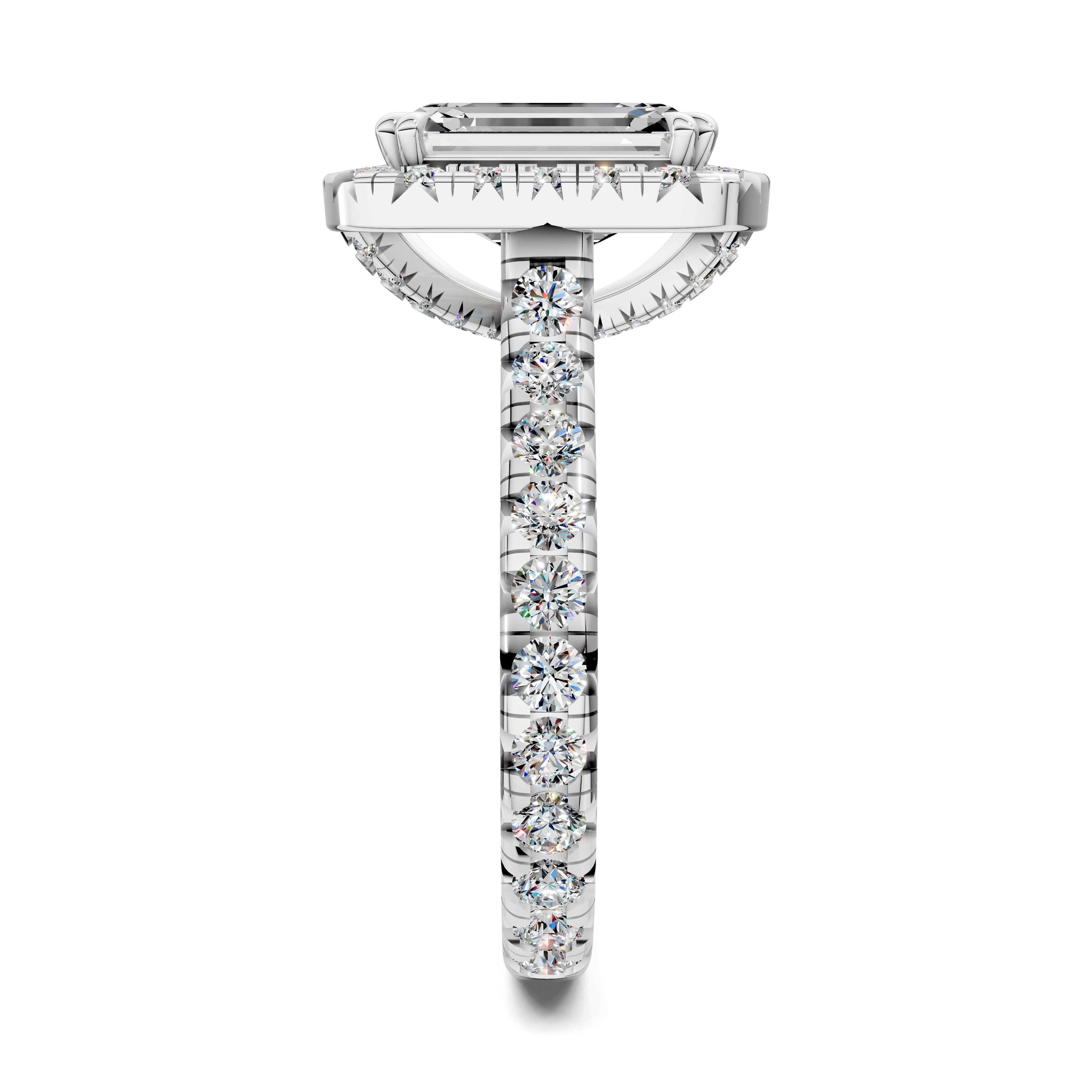 Harmonia Emerald Halo Three-Quarter Coverage Diamond Ring