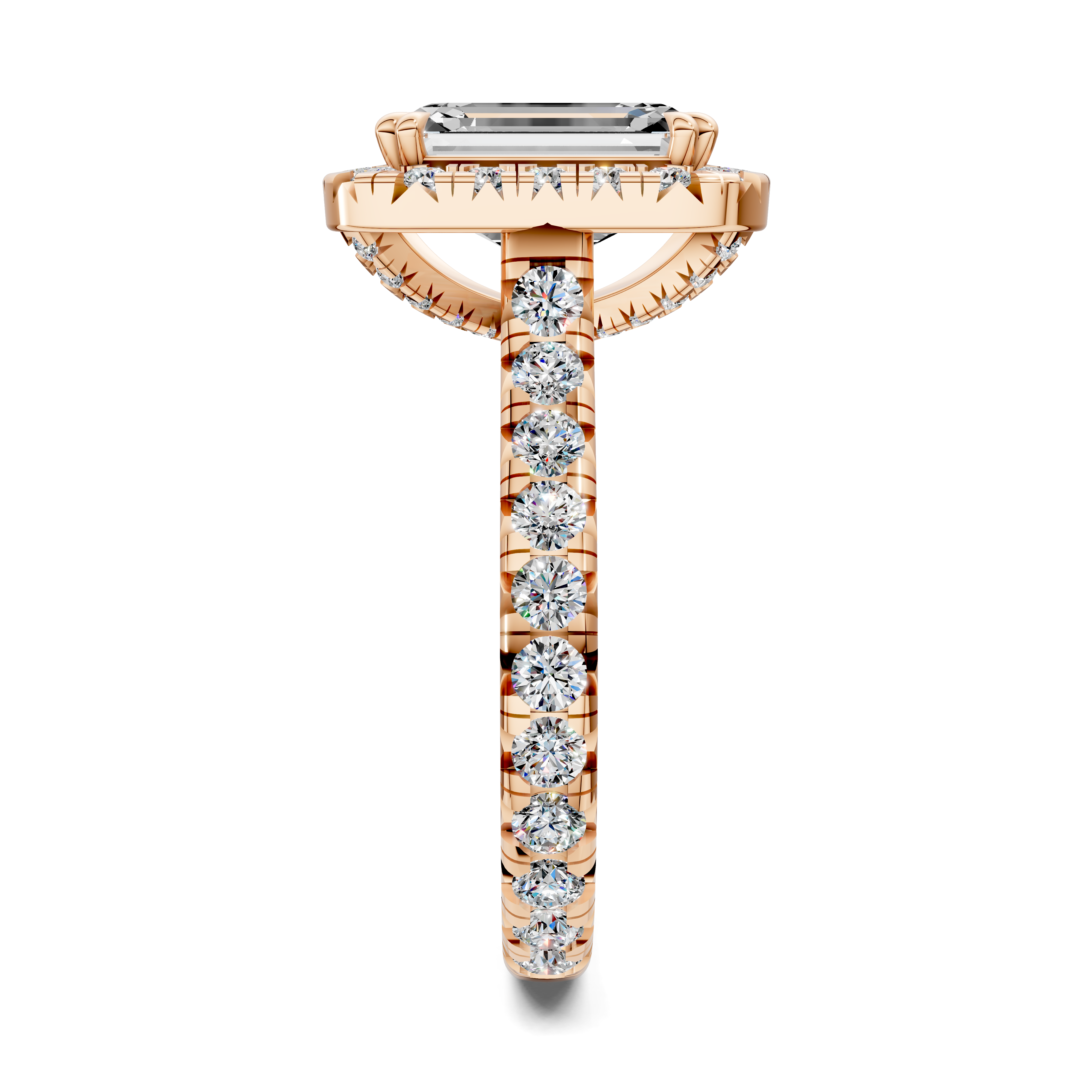 Harmonia Emerald Halo Three-Quarter Coverage Diamond Ring