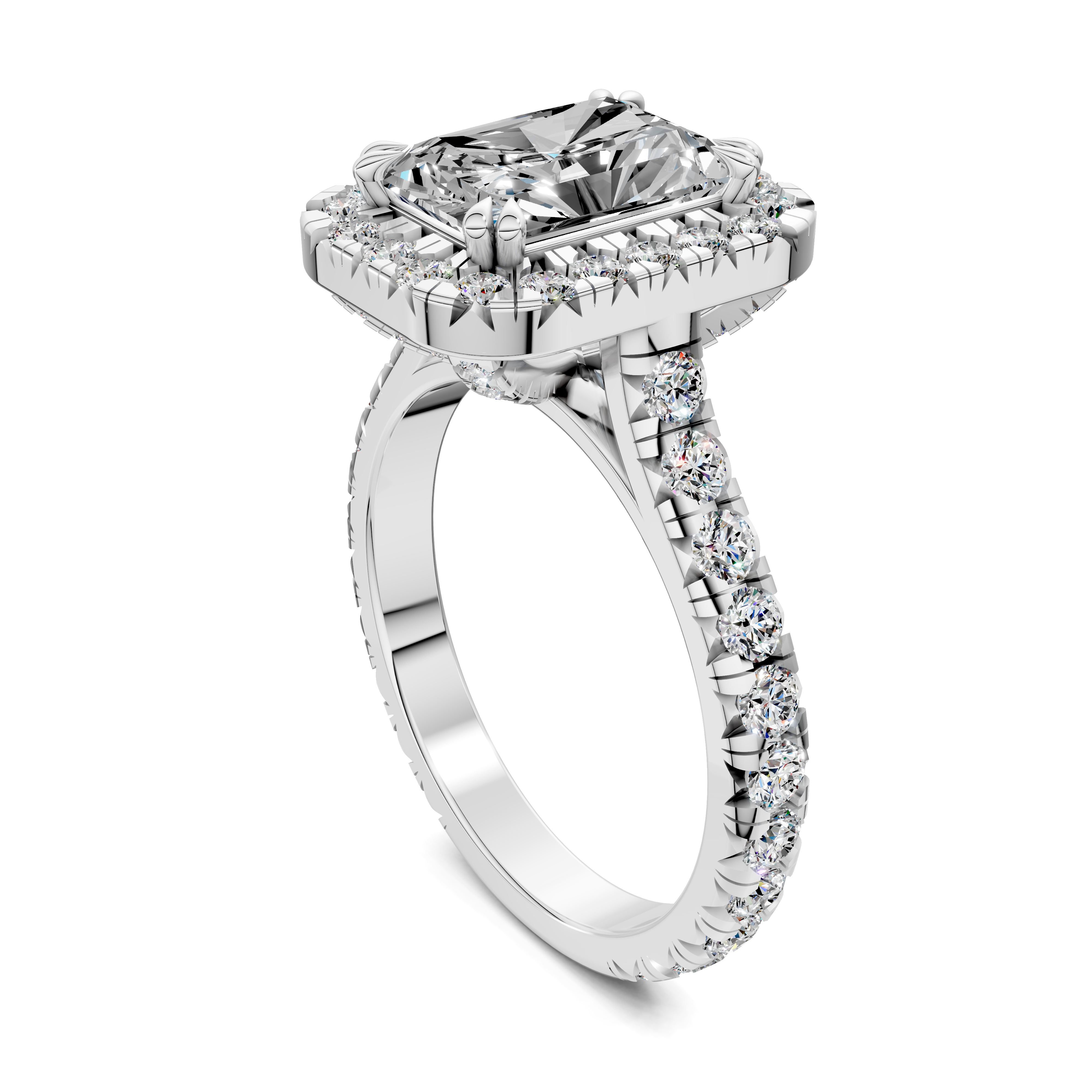 Eden Radiant Halo Three-Quarter Coverage Diamond Ring