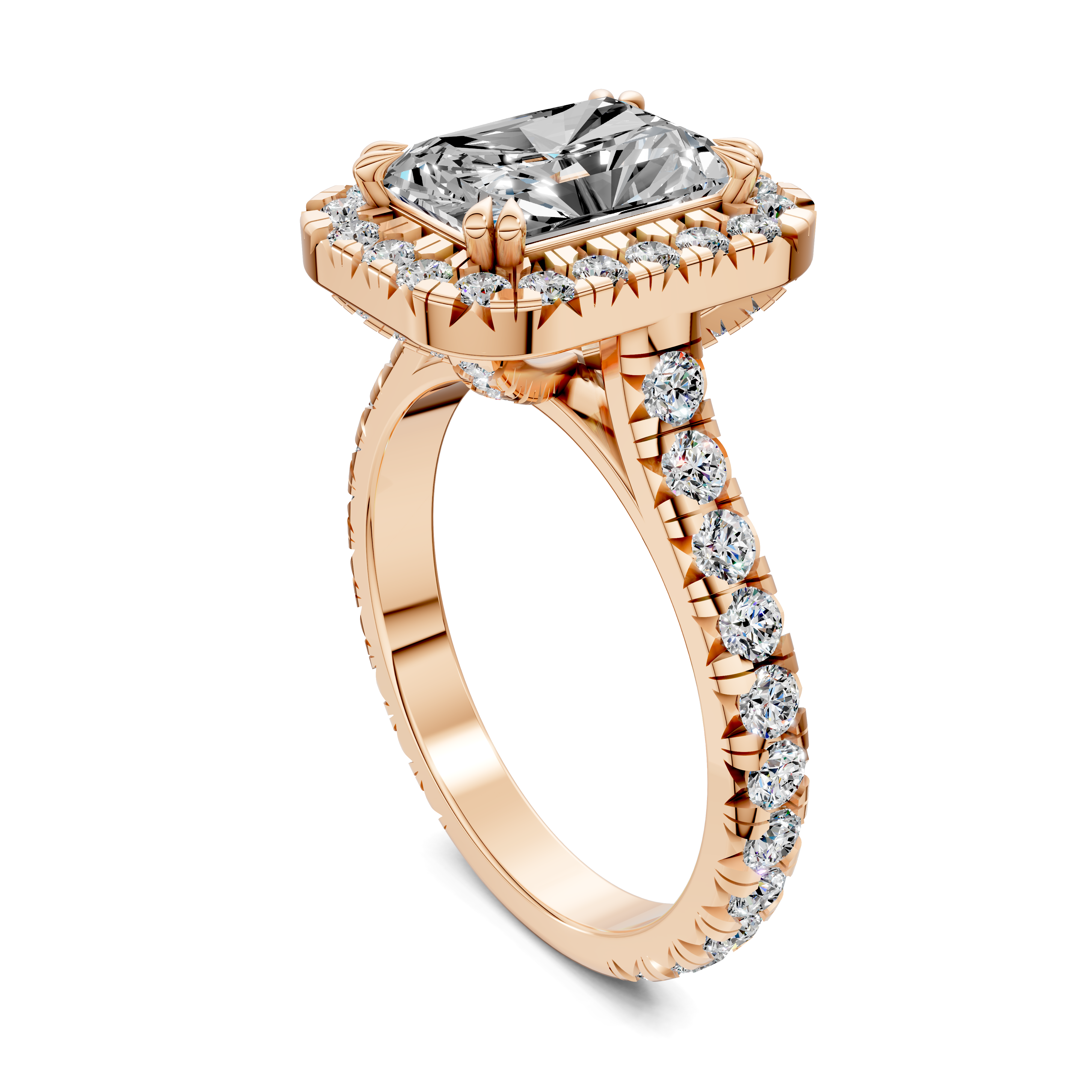 Eden Radiant Halo Three-Quarter Coverage Diamond Ring